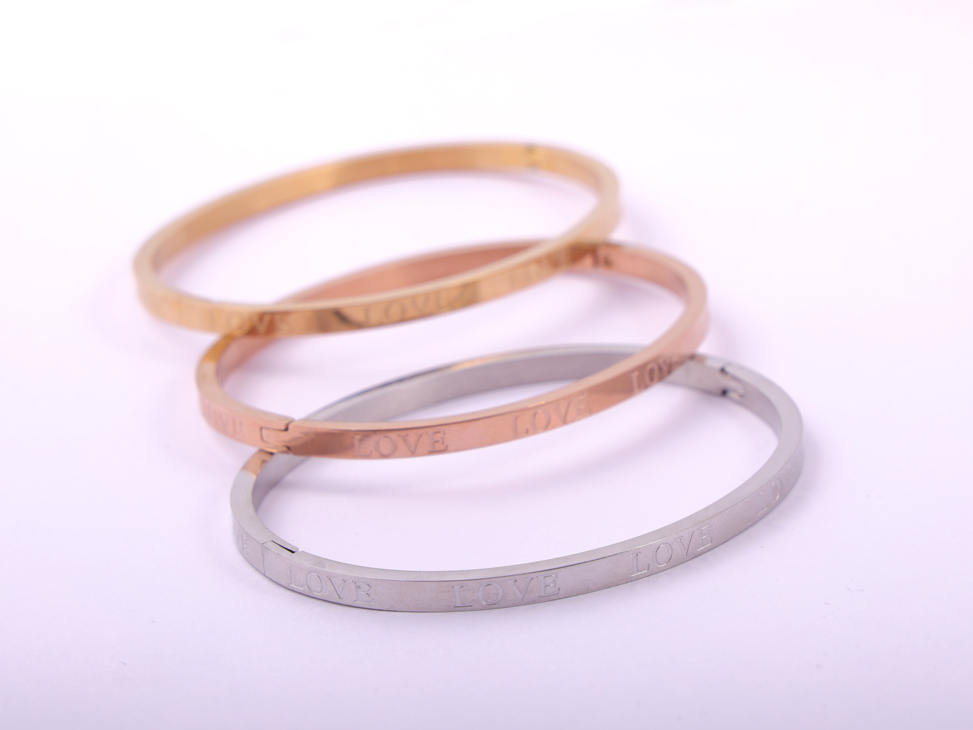 Trio LOVE Engraved Anti-Tarnish Bracelet Set (3 Set)