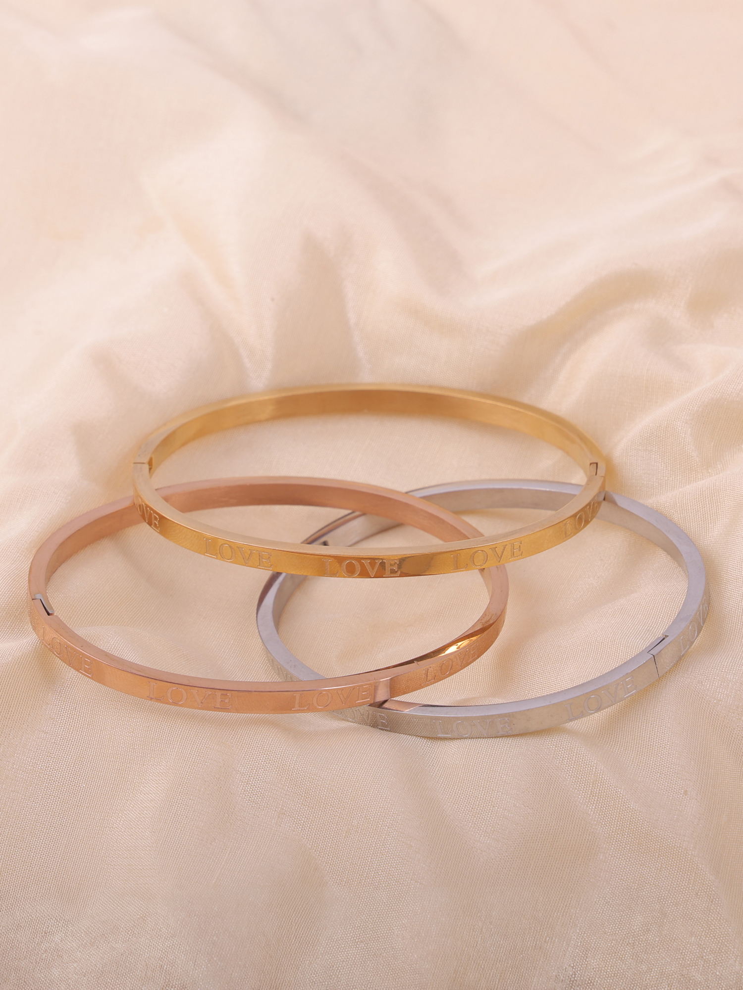 Trio LOVE Engraved Anti-Tarnish Bracelet Set (3 Set)