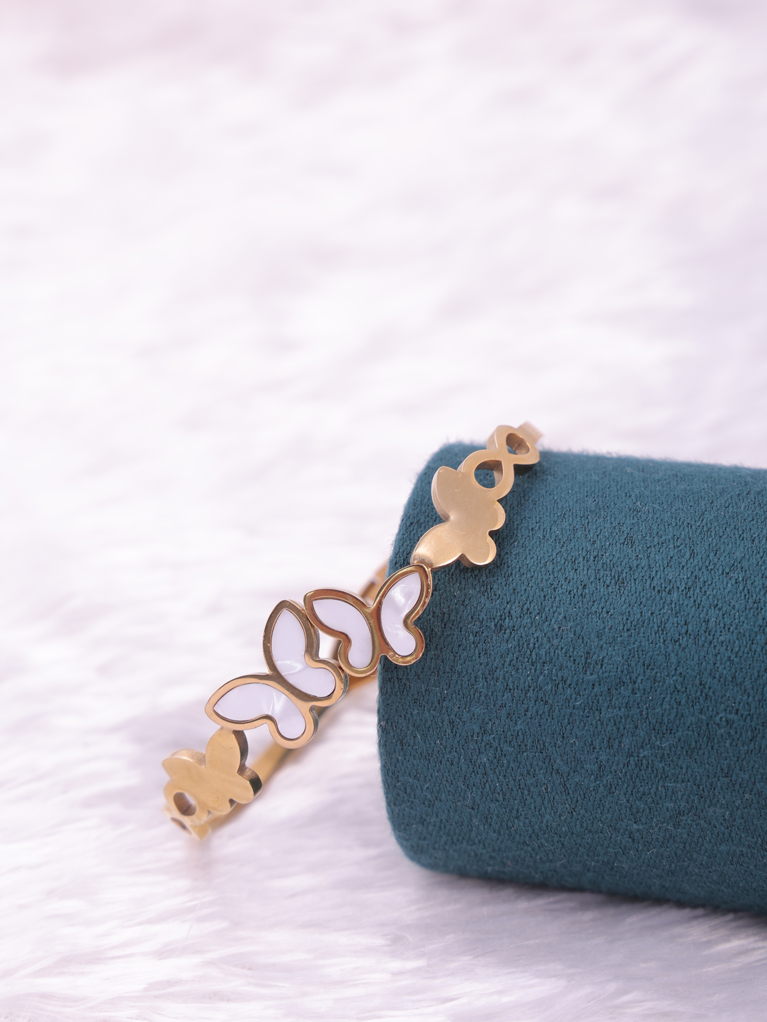 Gold Butterfly Enamel Anti-Tarnish Bracelet