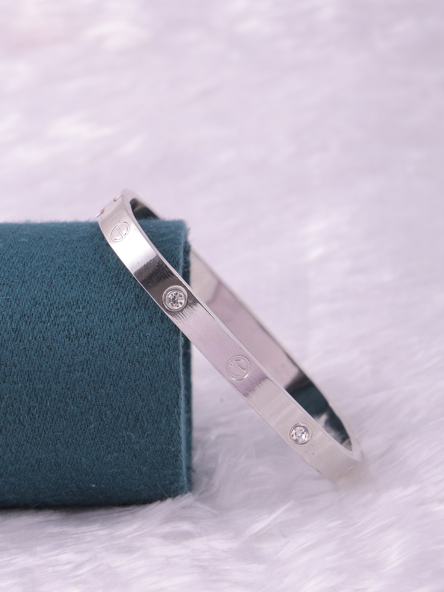 Silver Screw Crystal Anti-Tarnish Bracelet