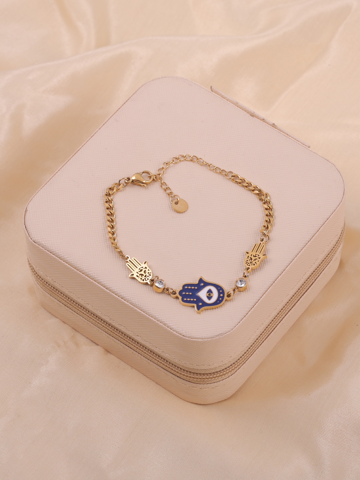 Evil Eye Serenity Hand Charm Anti-Tarnish Bracelet