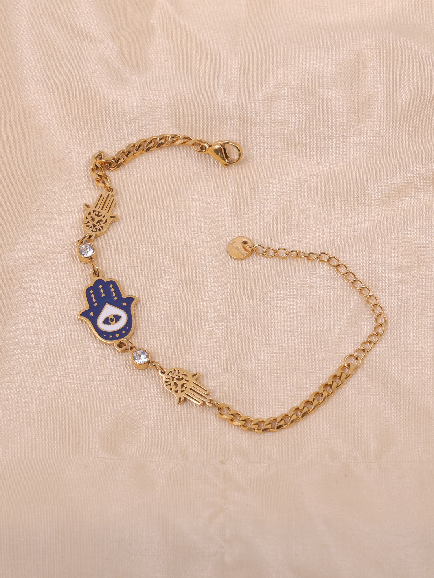 Evil Eye Serenity Hand Charm Anti-Tarnish Bracelet
