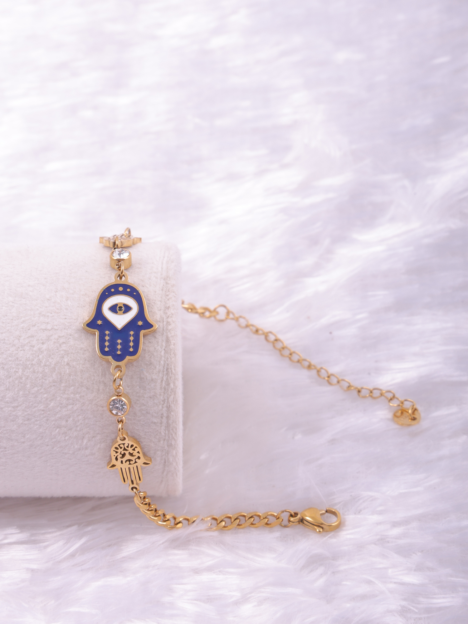 Evil Eye Serenity Hand Charm Anti-Tarnish Bracelet