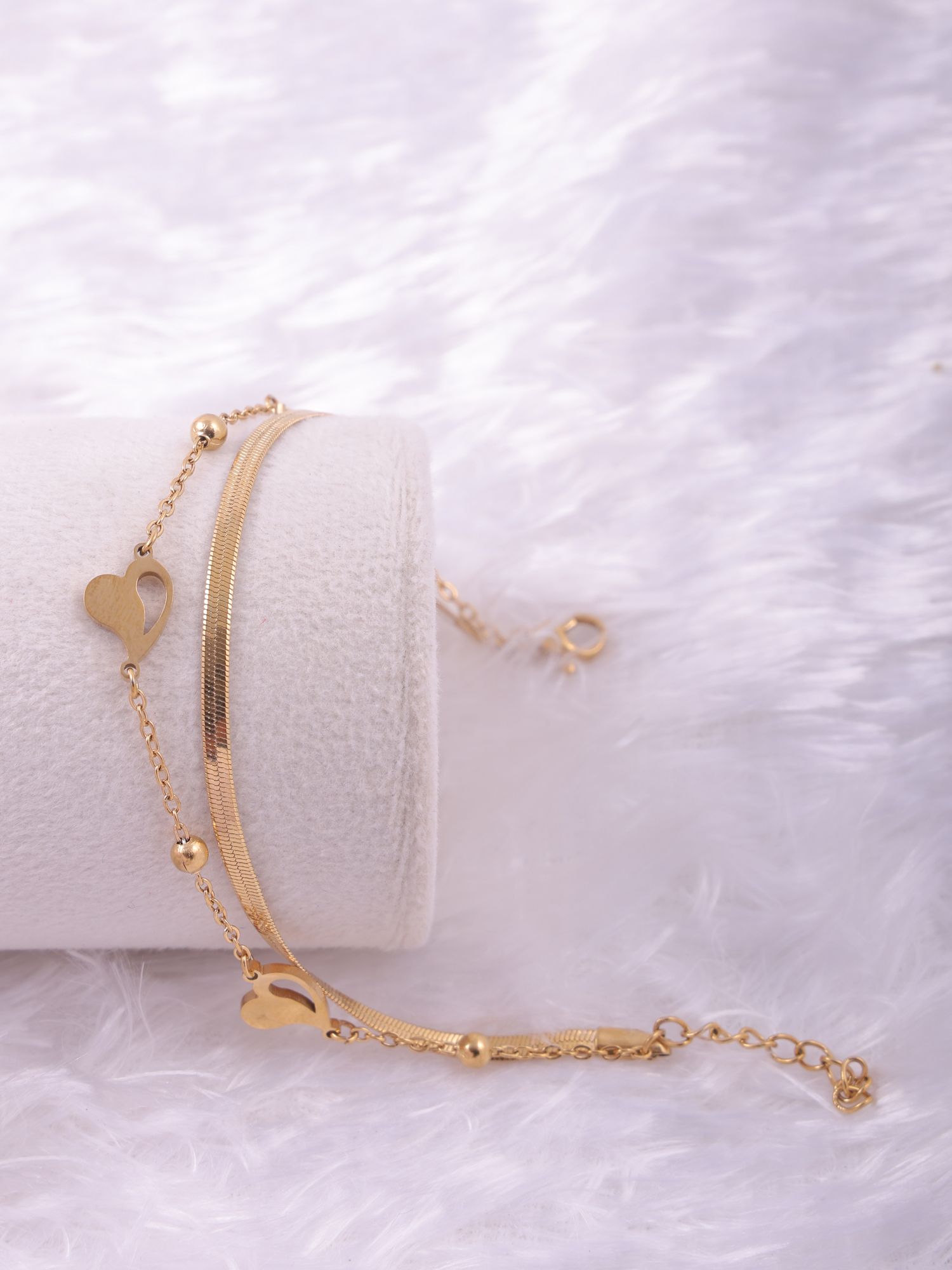 Velora Heart Duo Layer Anti-Tarnish Bracelet