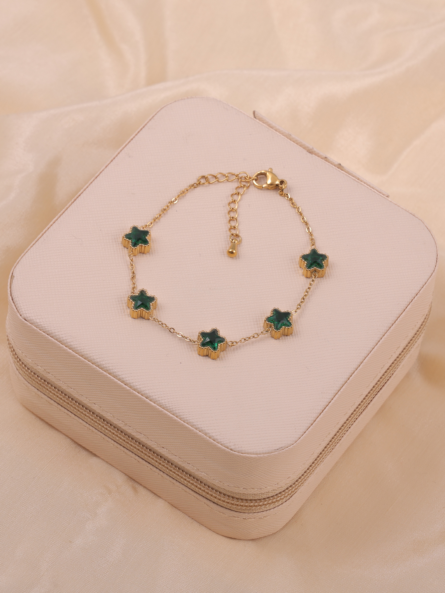 Anti Tarnish Green Crystal Star Bracelet