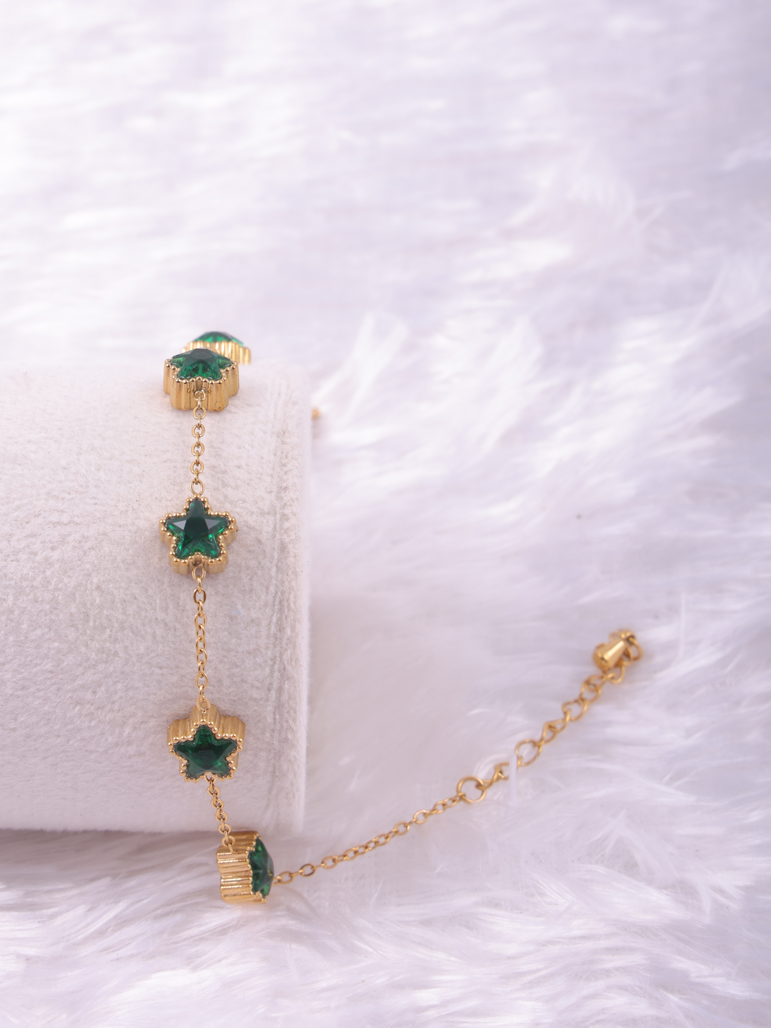 Anti Tarnish Green Crystal Star Bracelet