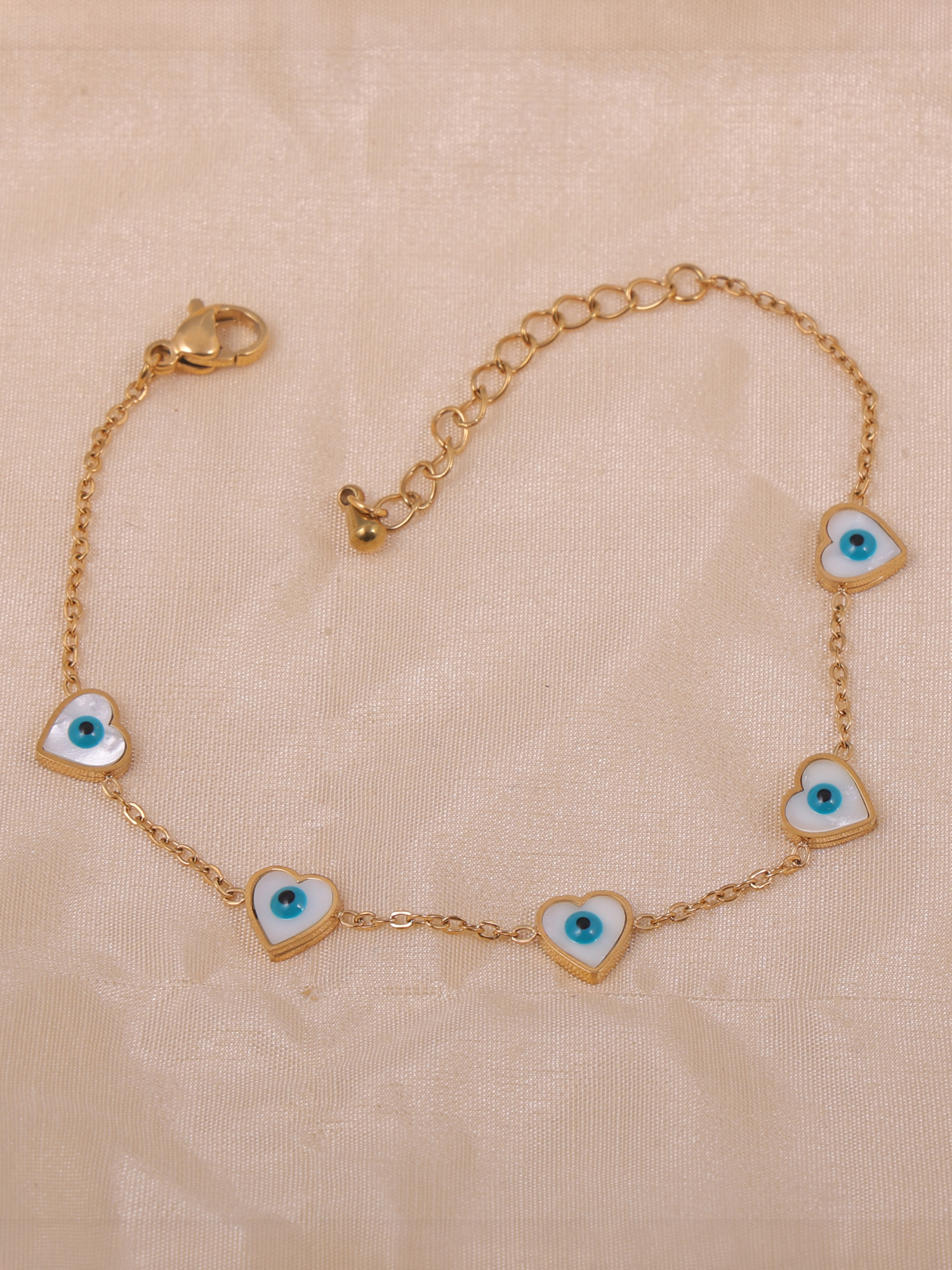 Heart Evil Eye Anti Tarnish Bracelet