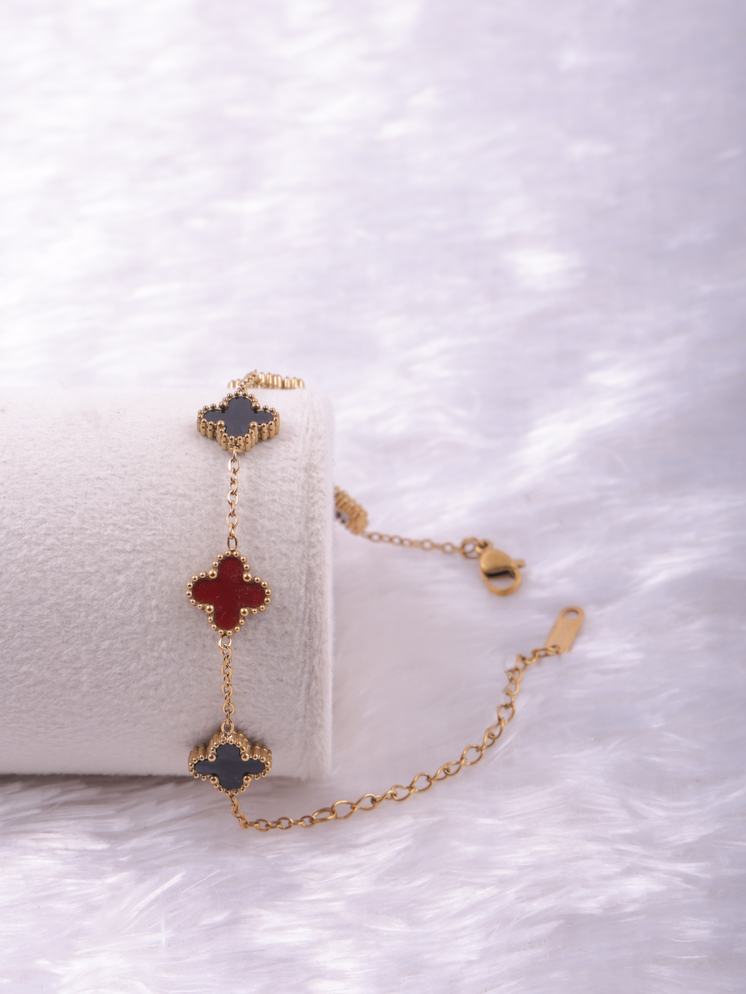 Red Black Clover Anti Tarnish Bracelet