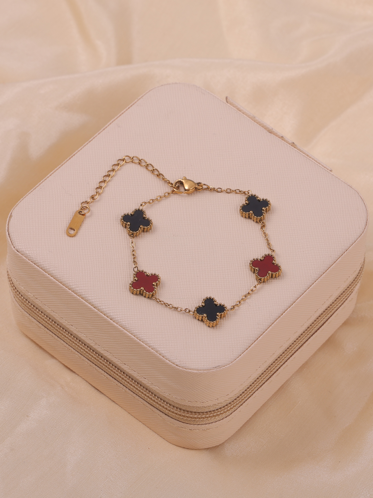 Red Black Clover Anti Tarnish Bracelet