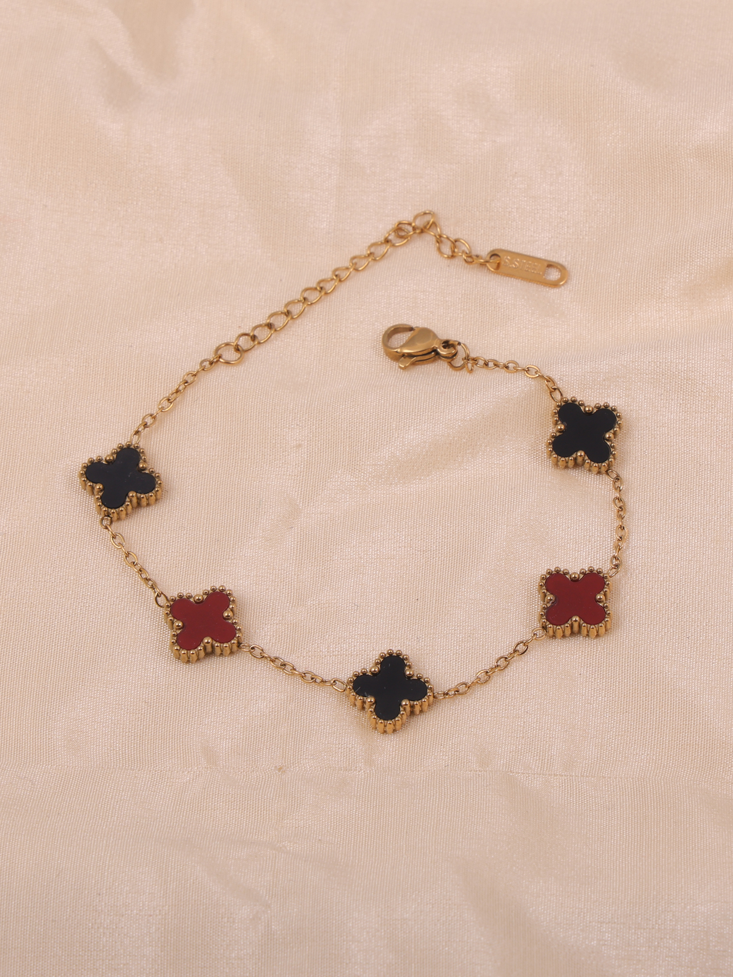 Red Black Clover Anti Tarnish Bracelet