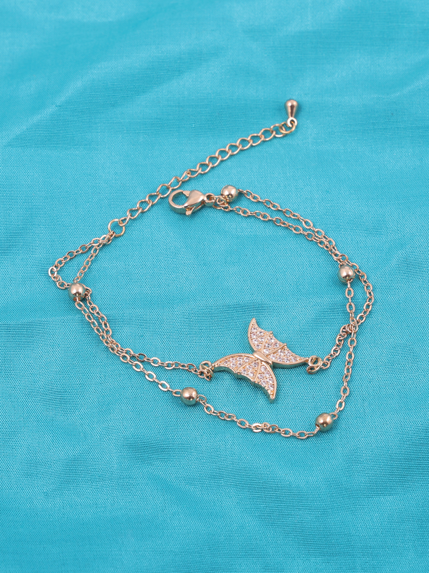 Elegant Butterfly Anti-Tarnish Bracelet with Crystal Detailing