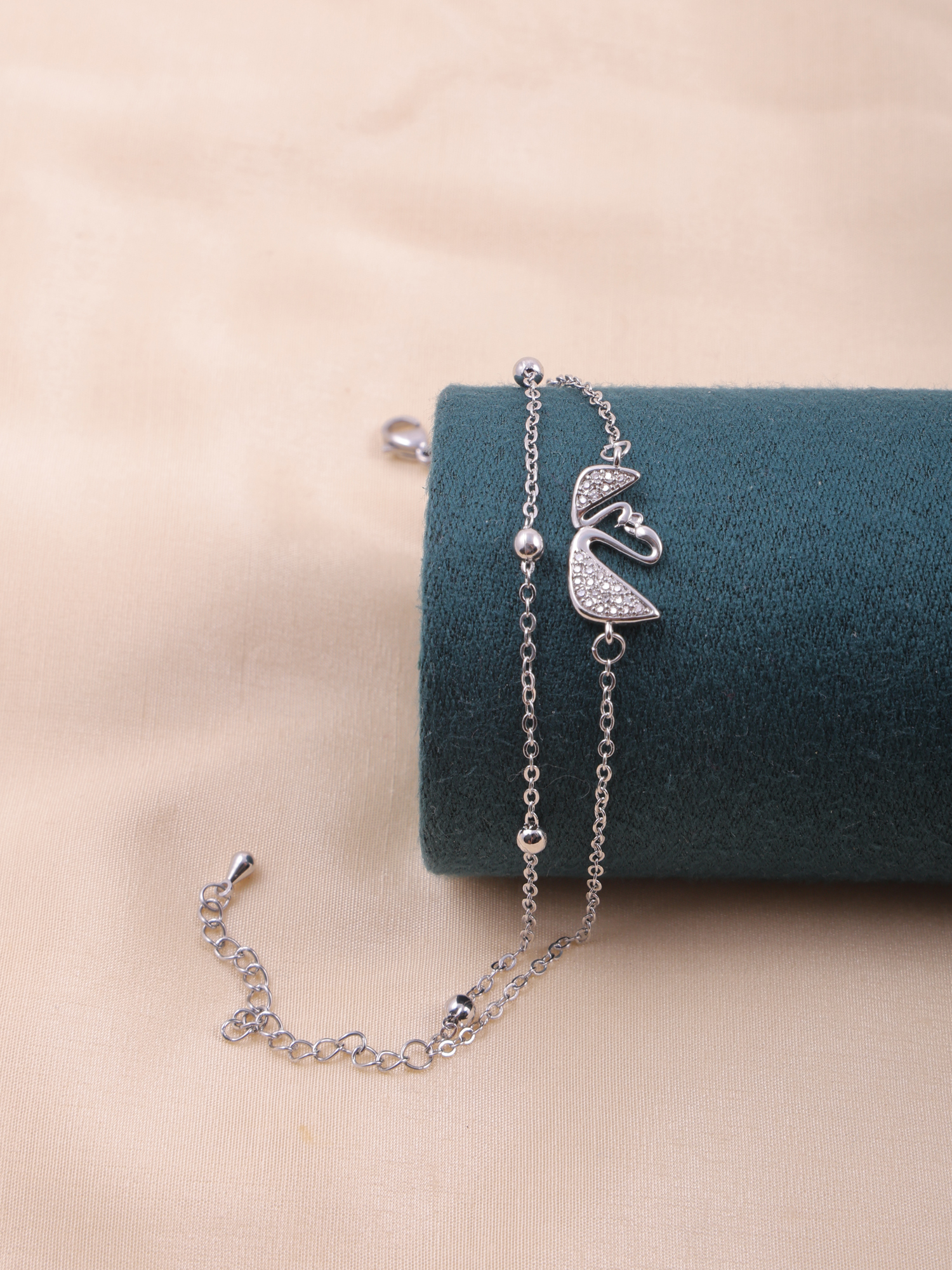 Graceful Swan Anti-Tarnish Bracelet with Crystal Accents