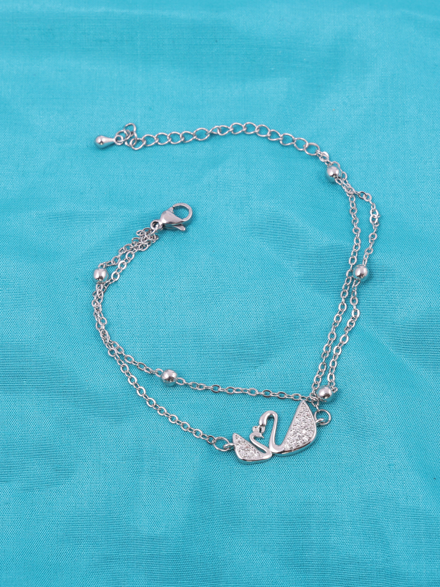 Graceful Swan Anti-Tarnish Bracelet with Crystal Accents