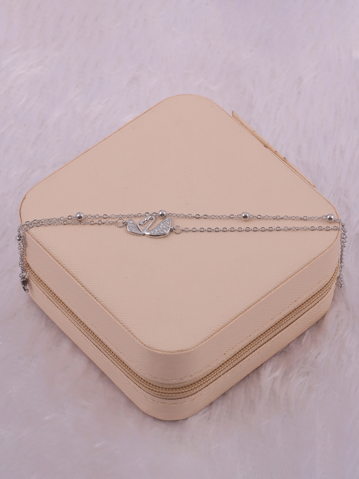 Graceful Swan Anti-Tarnish Bracelet with Crystal Accents