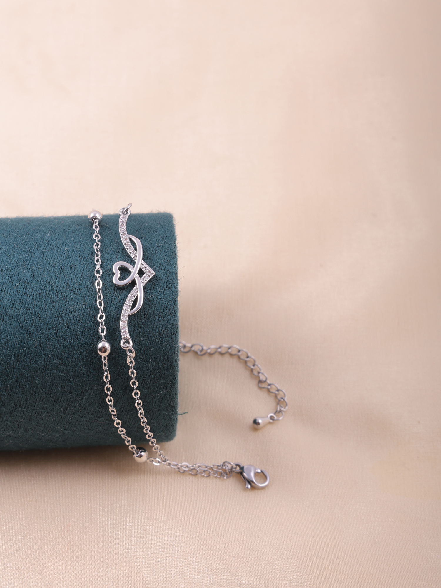 Infinity Love Heart Anti-Tarnish Bracelet with Crystal Detailing