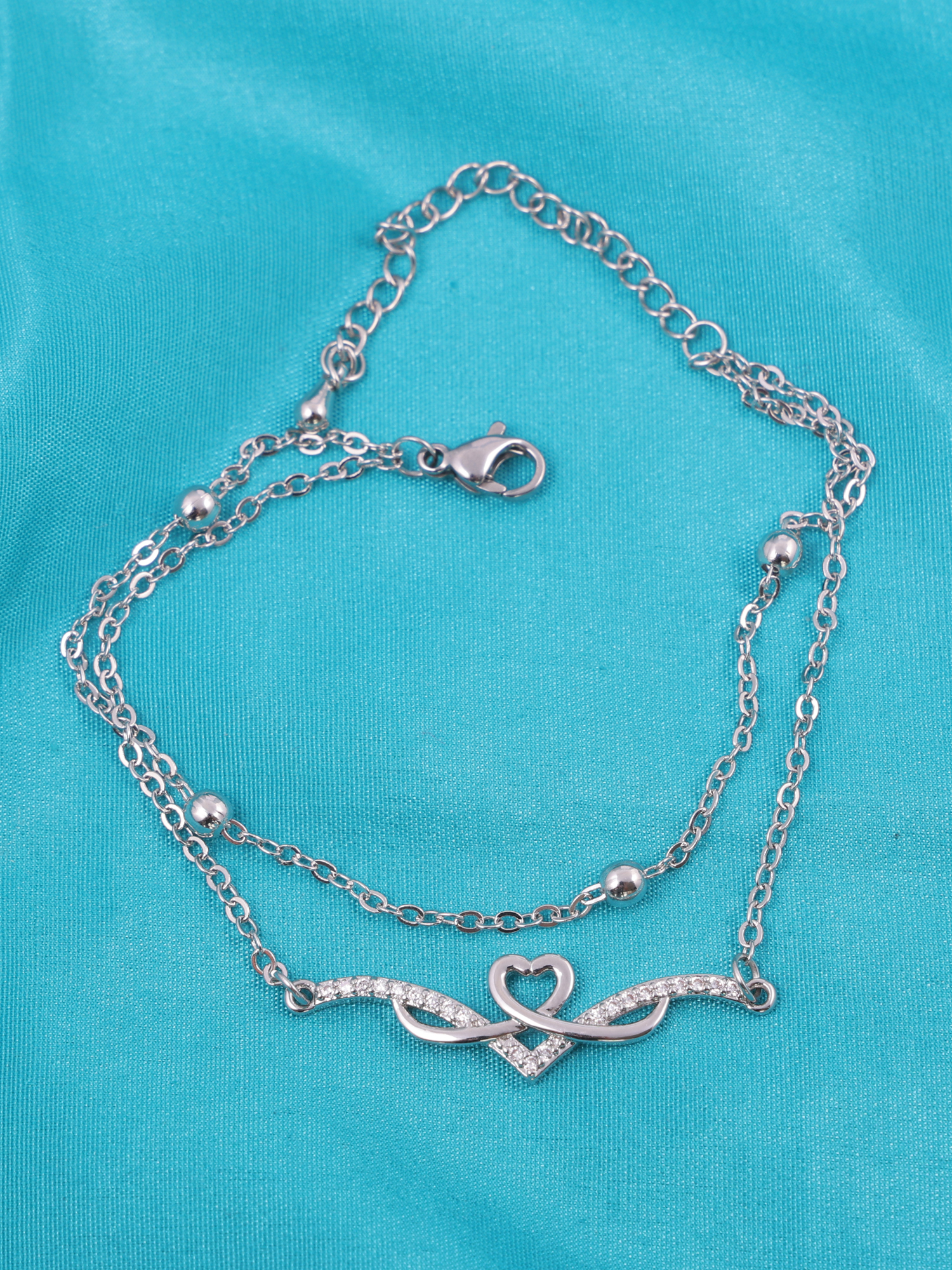 Infinity Love Heart Anti-Tarnish Bracelet with Crystal Detailing