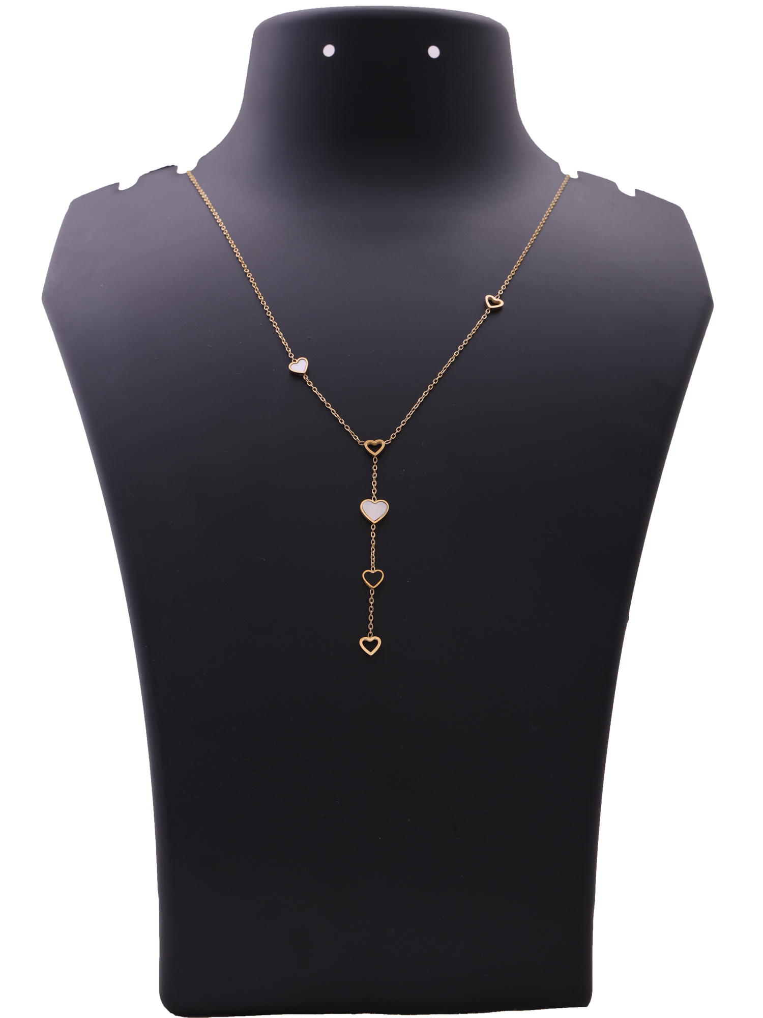 Minimal Heart Drop Anti-Tarnish Necklace with Pearl Accents