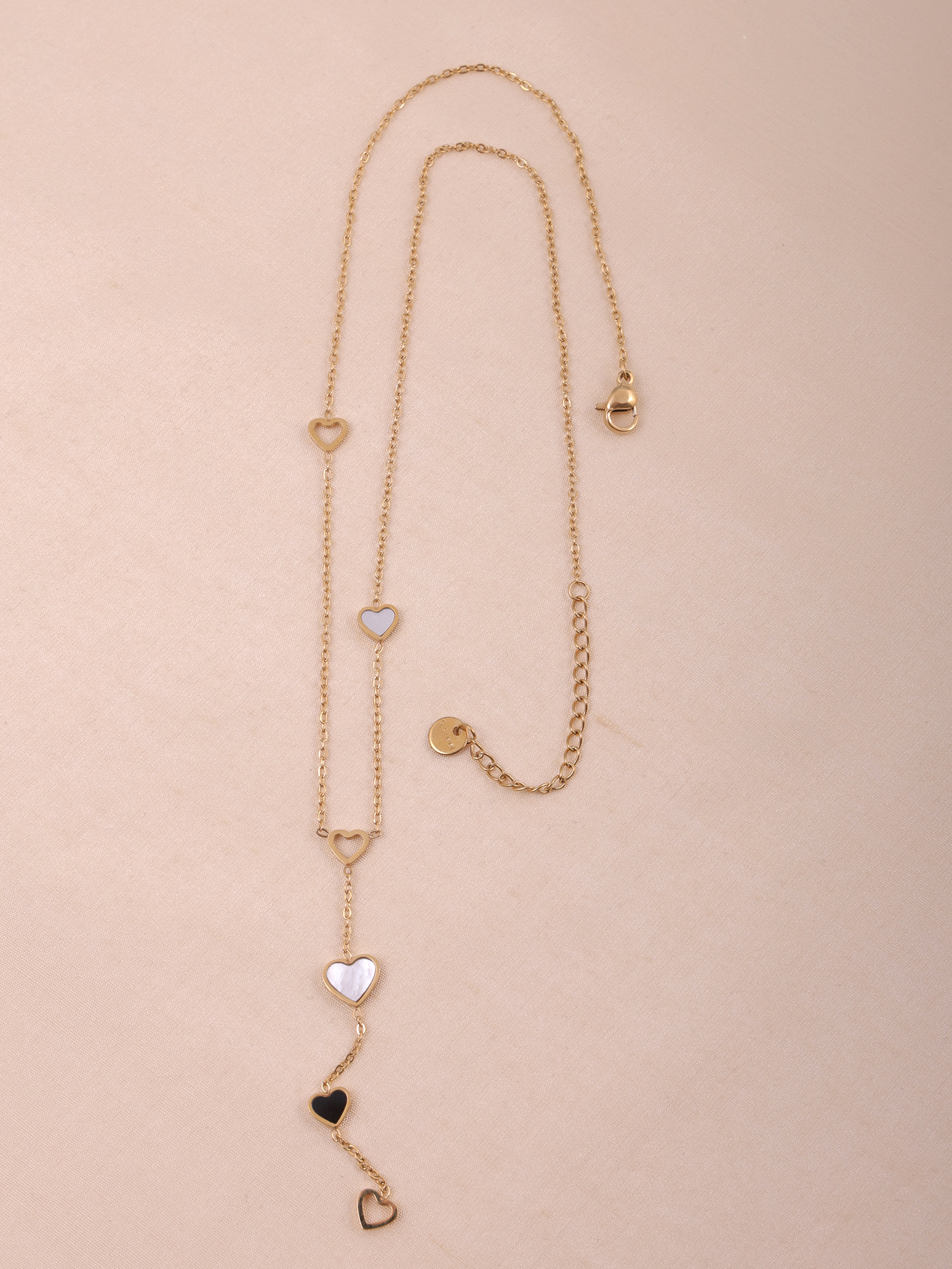 Minimal Heart Drop Anti-Tarnish Necklace with Pearl Accents