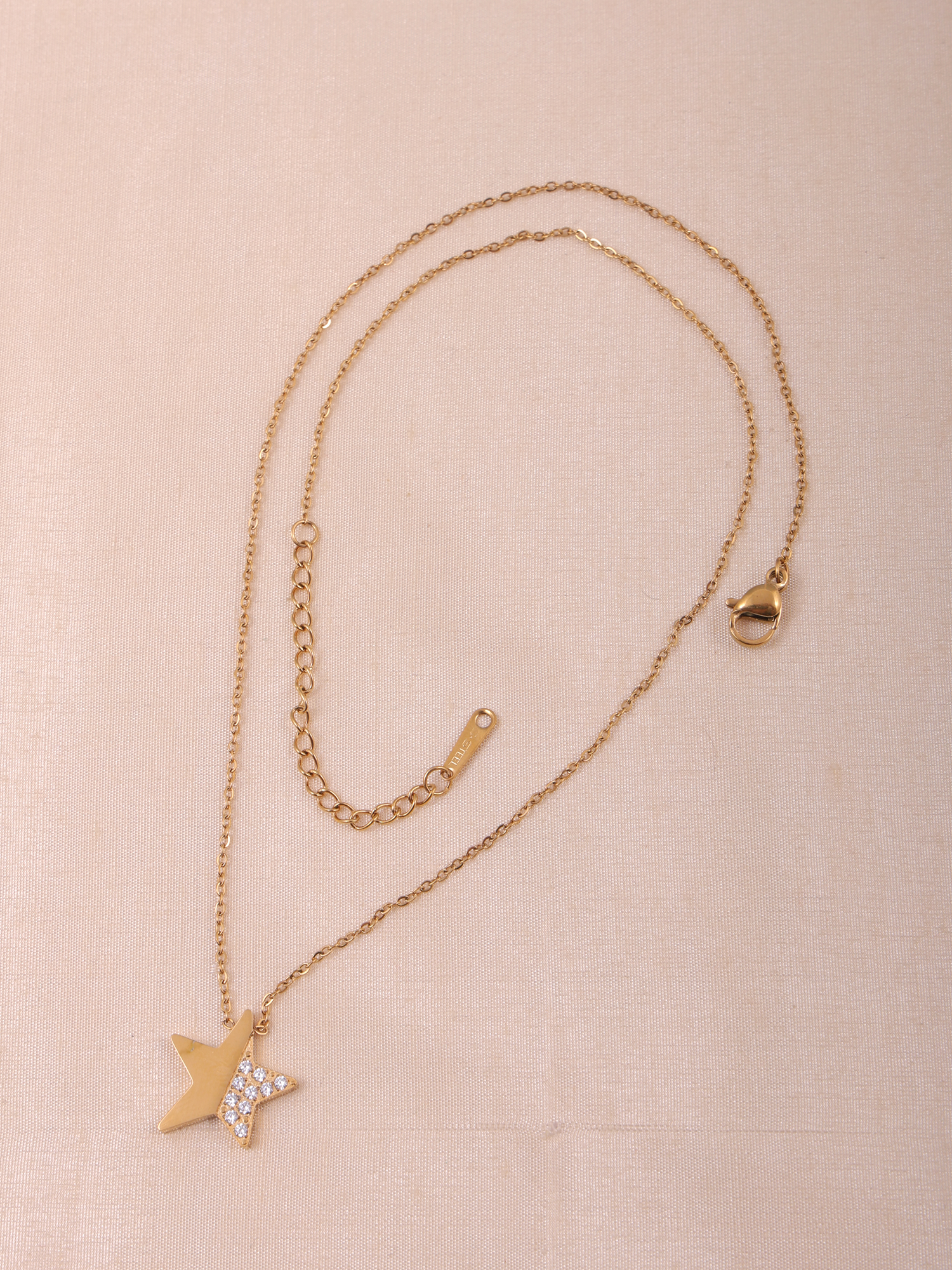 Minimal Star Pendant Anti-Tarnish Necklace with Crystal Detailing