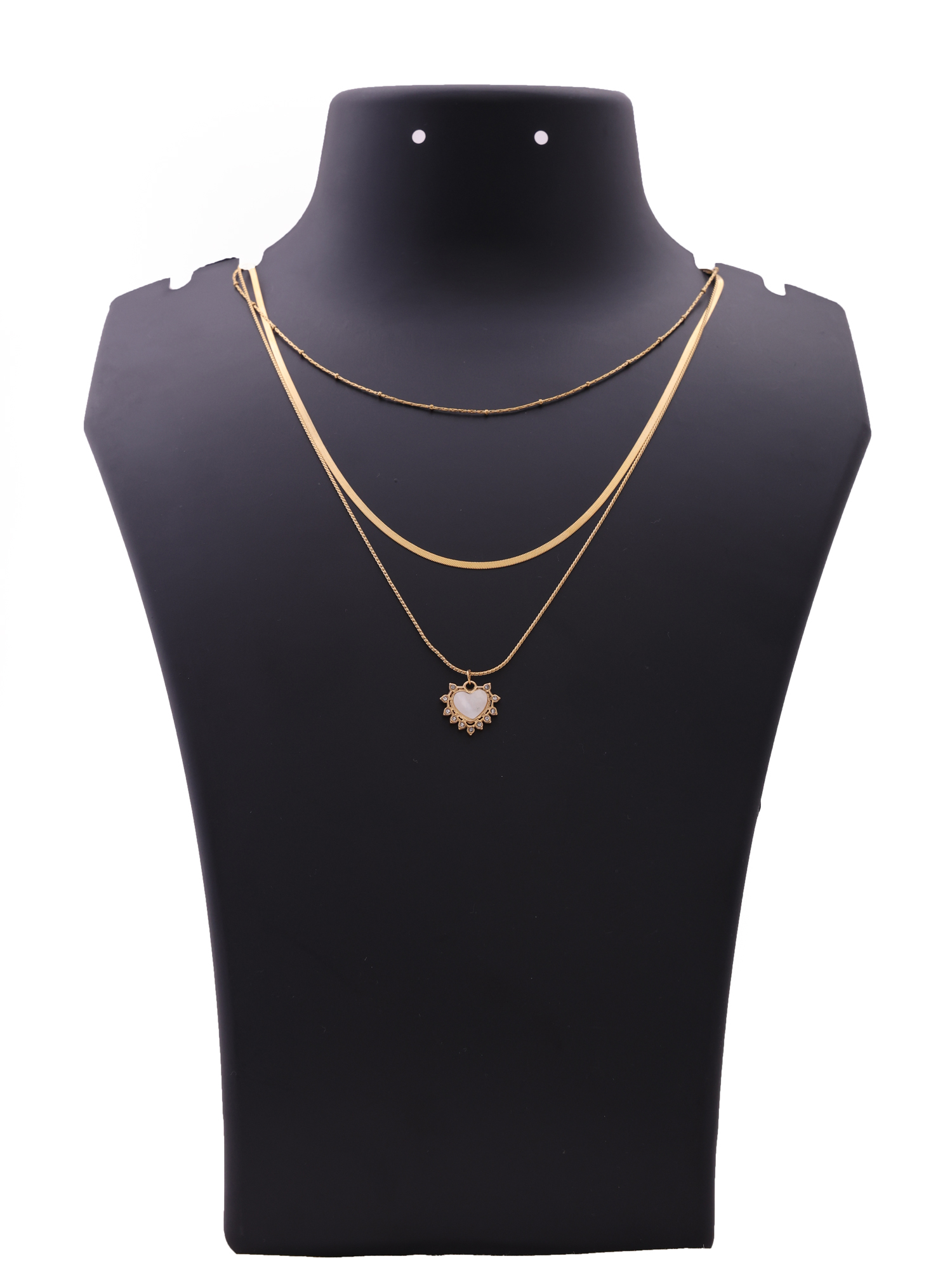 Triple Layer Heart Charm Anti-Tarnish Necklace