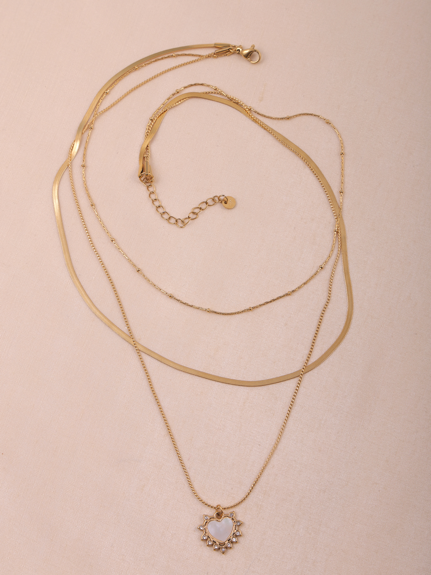 Triple Layer Heart Charm Anti-Tarnish Necklace