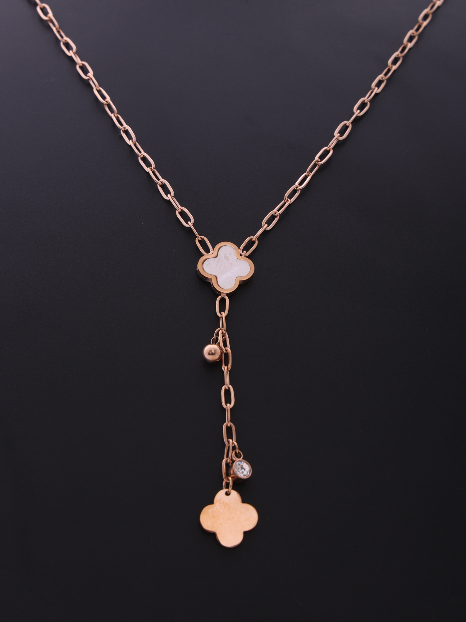 Clover Charm Drop Anti-Tarnish Necklace