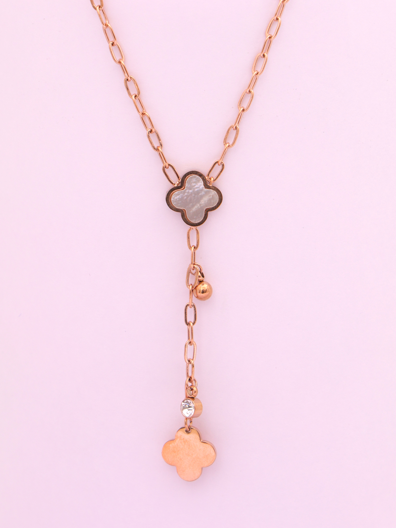 Clover Charm Drop Anti-Tarnish Necklace