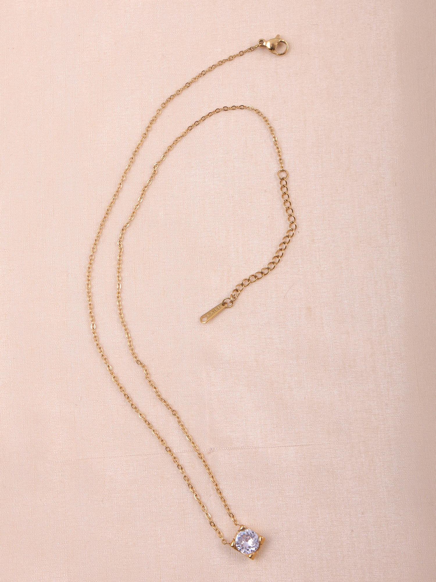 Minimal Solitaire Pendant Anti-Tarnish Necklace