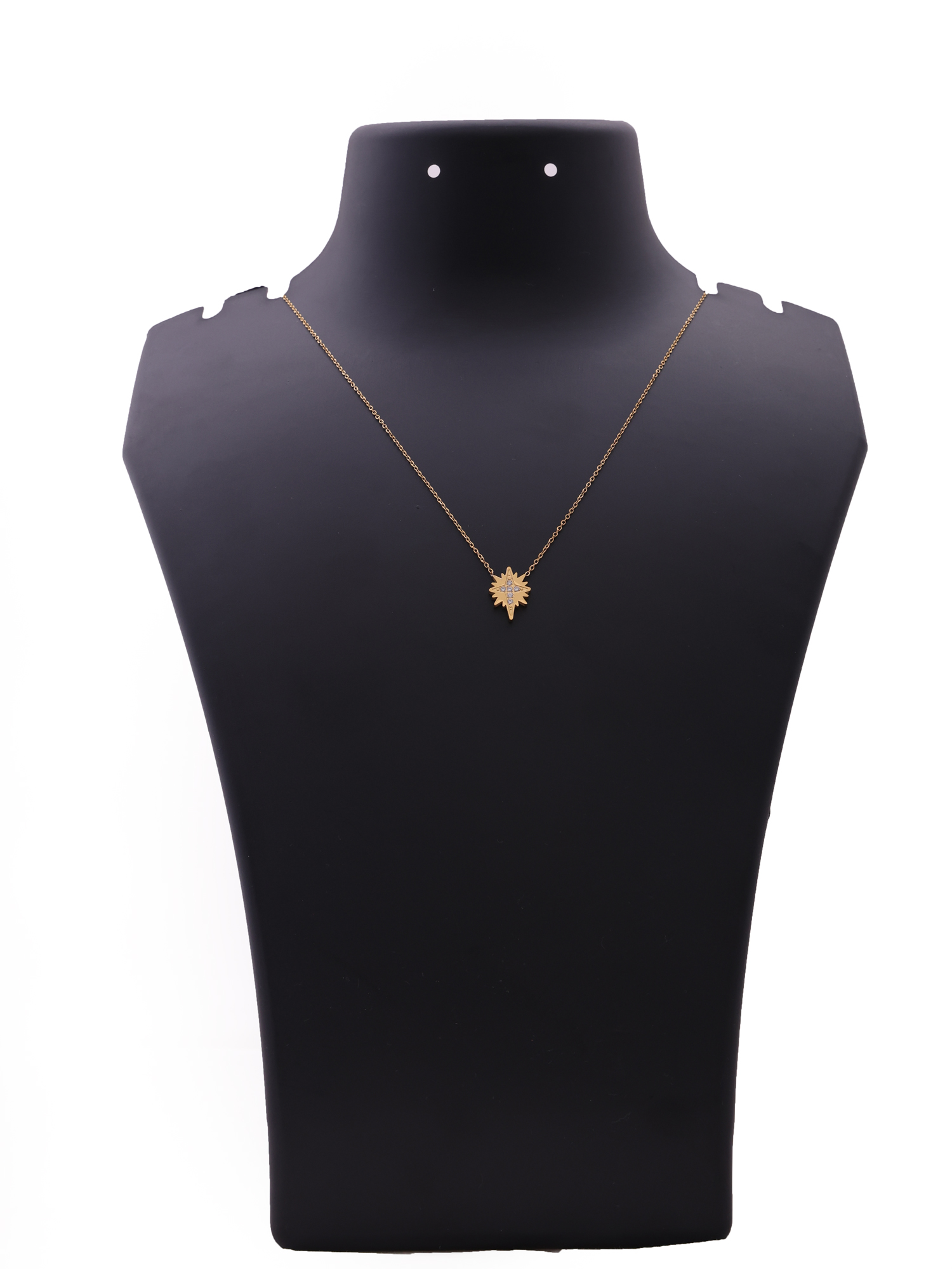 Celestial Starburst Pendant Anti-Tarnish Necklace with Crystal Center