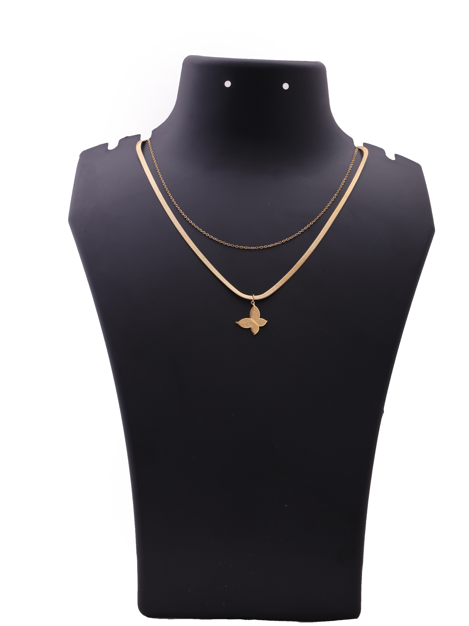Dual Layer Butterfly Pendant Anti-Tarnish Necklace