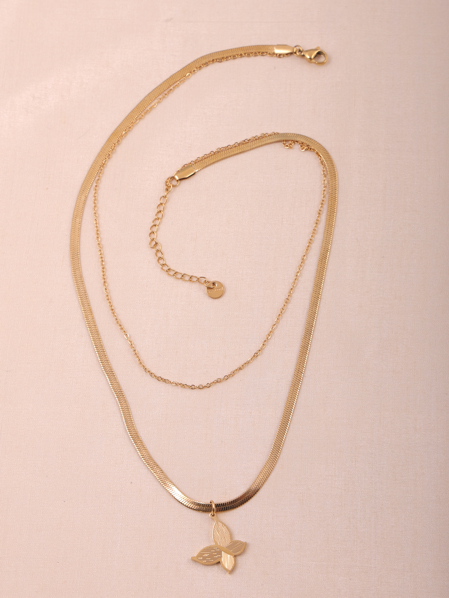 Dual Layer Butterfly Pendant Anti-Tarnish Necklace