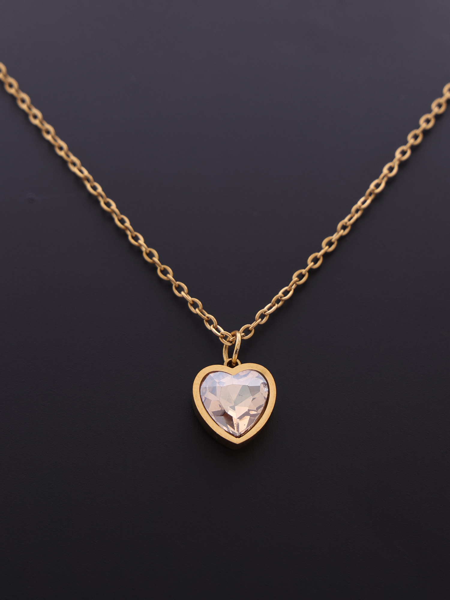 Minimal Heart Crystal Pendant Anti-Tarnish Necklace