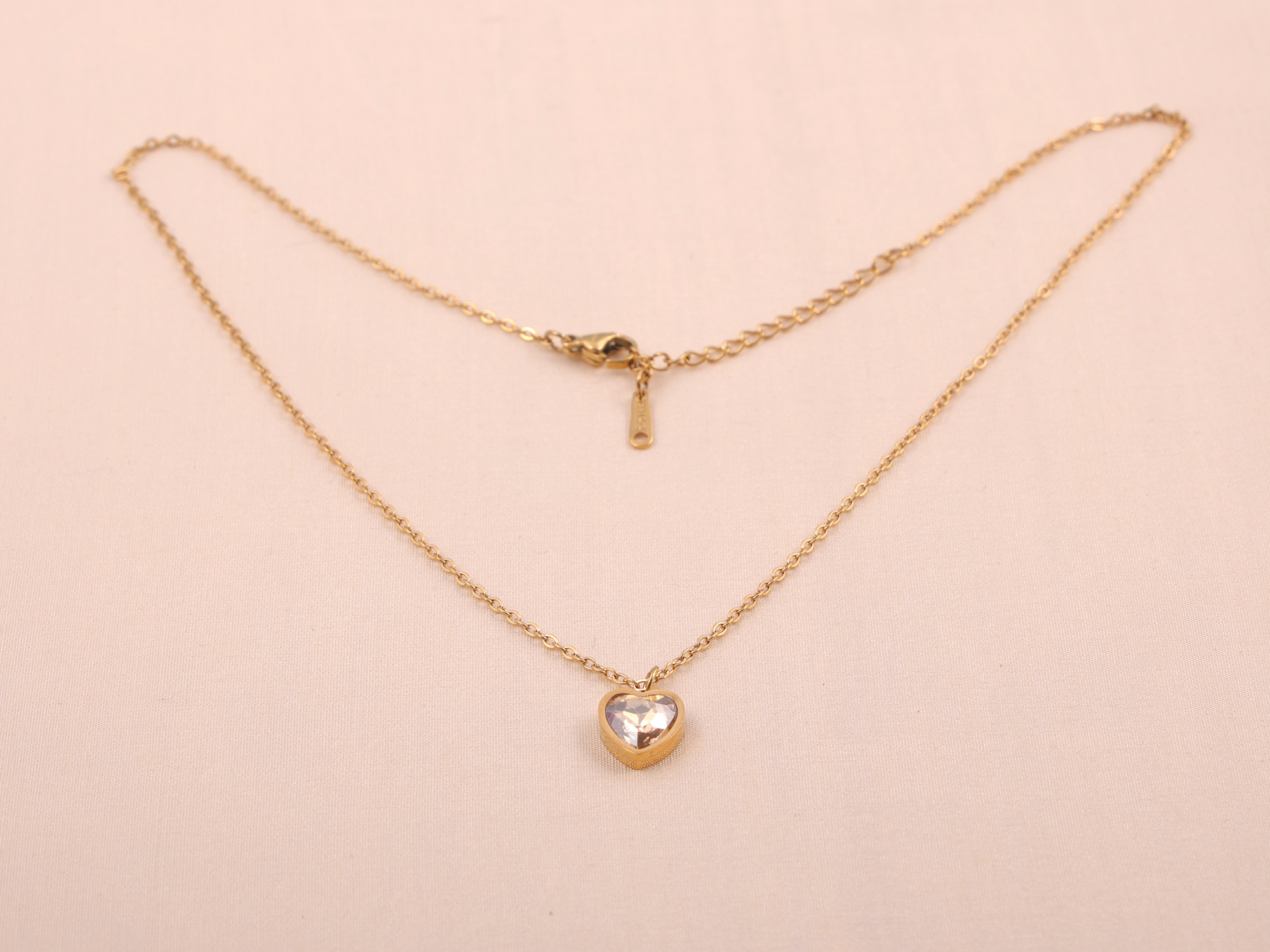 Minimal Heart Crystal Pendant Anti-Tarnish Necklace