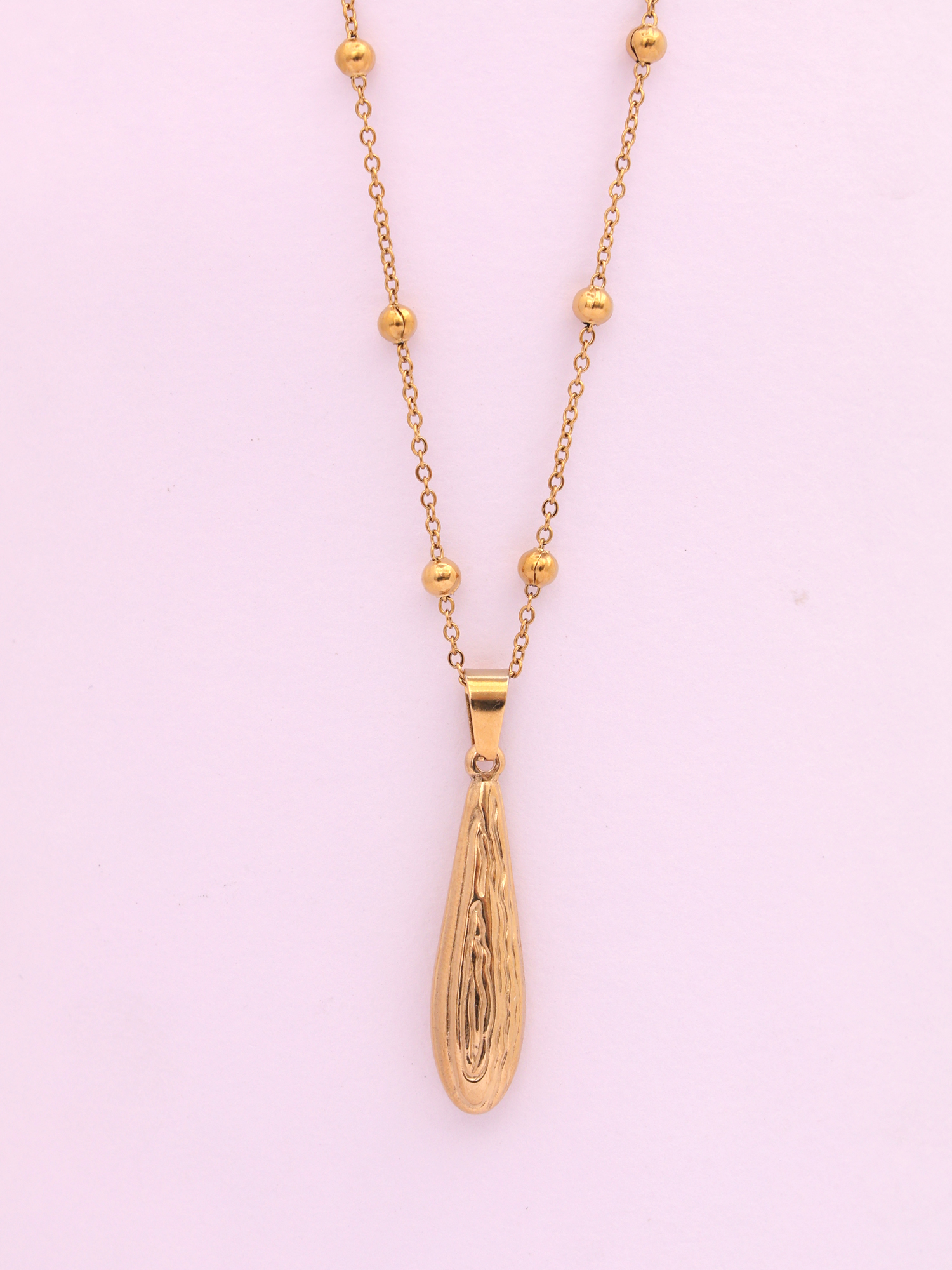 Gold Teardrop Pendant Anti-Tarnish Necklace
