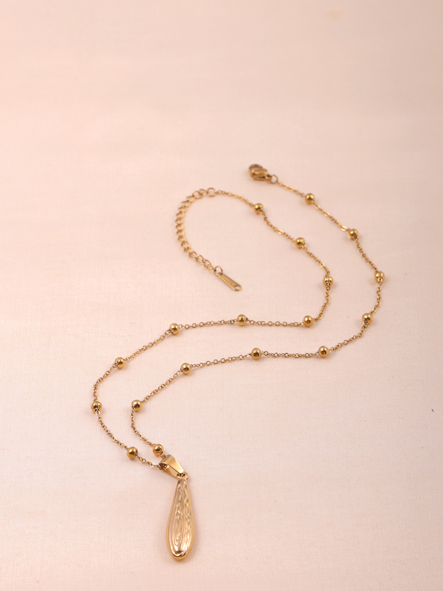 Gold Teardrop Pendant Anti-Tarnish Necklace