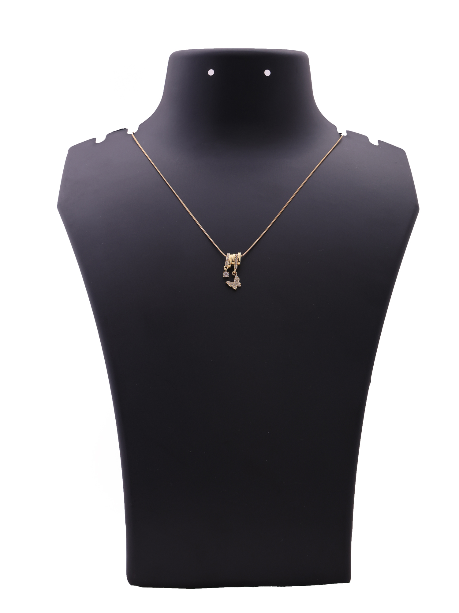 Minimal Butterfly Charm Anti-Tarnish Necklace with Crystal Accents