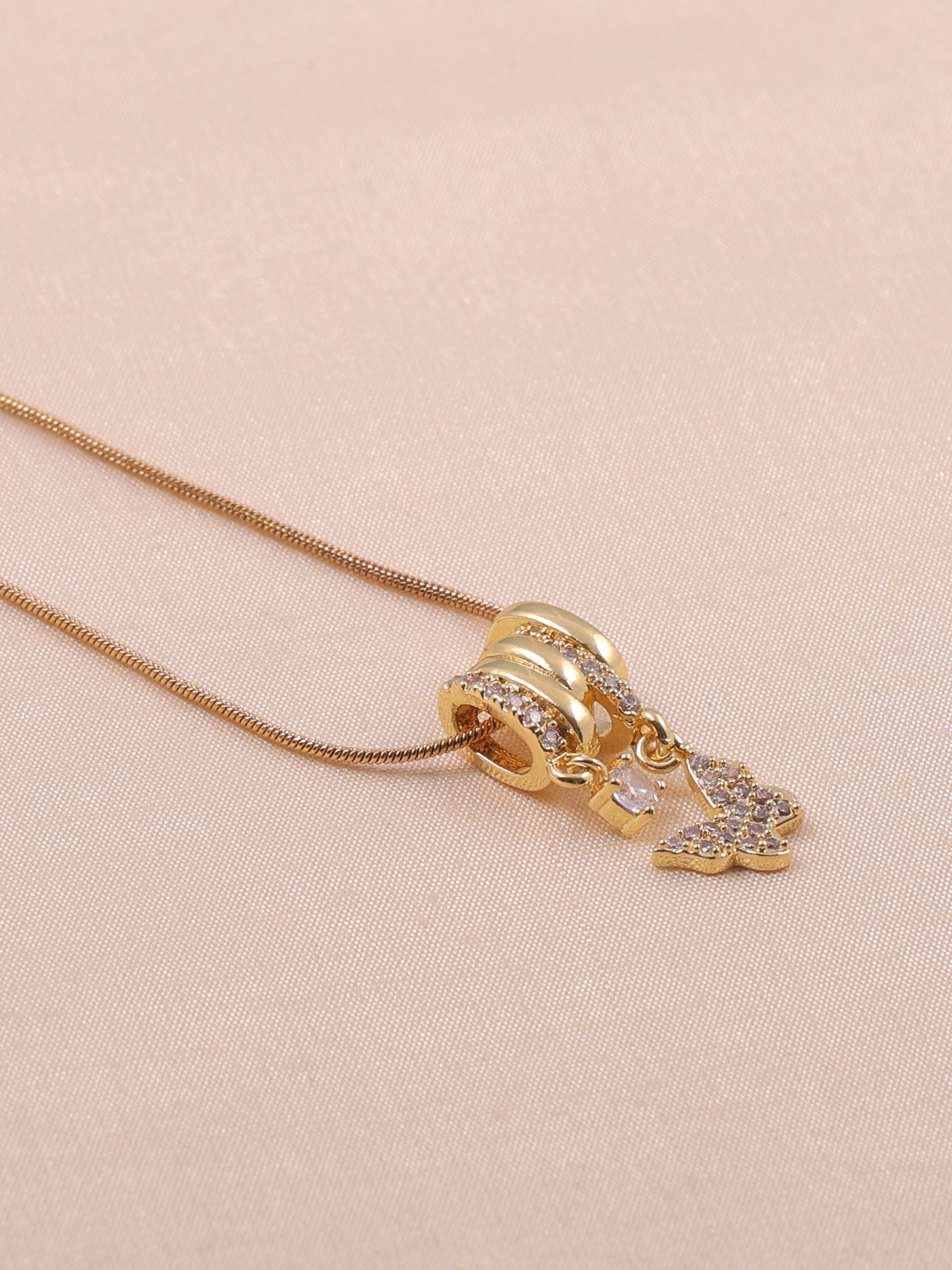 Minimal Butterfly Charm Anti-Tarnish Necklace with Crystal Accents