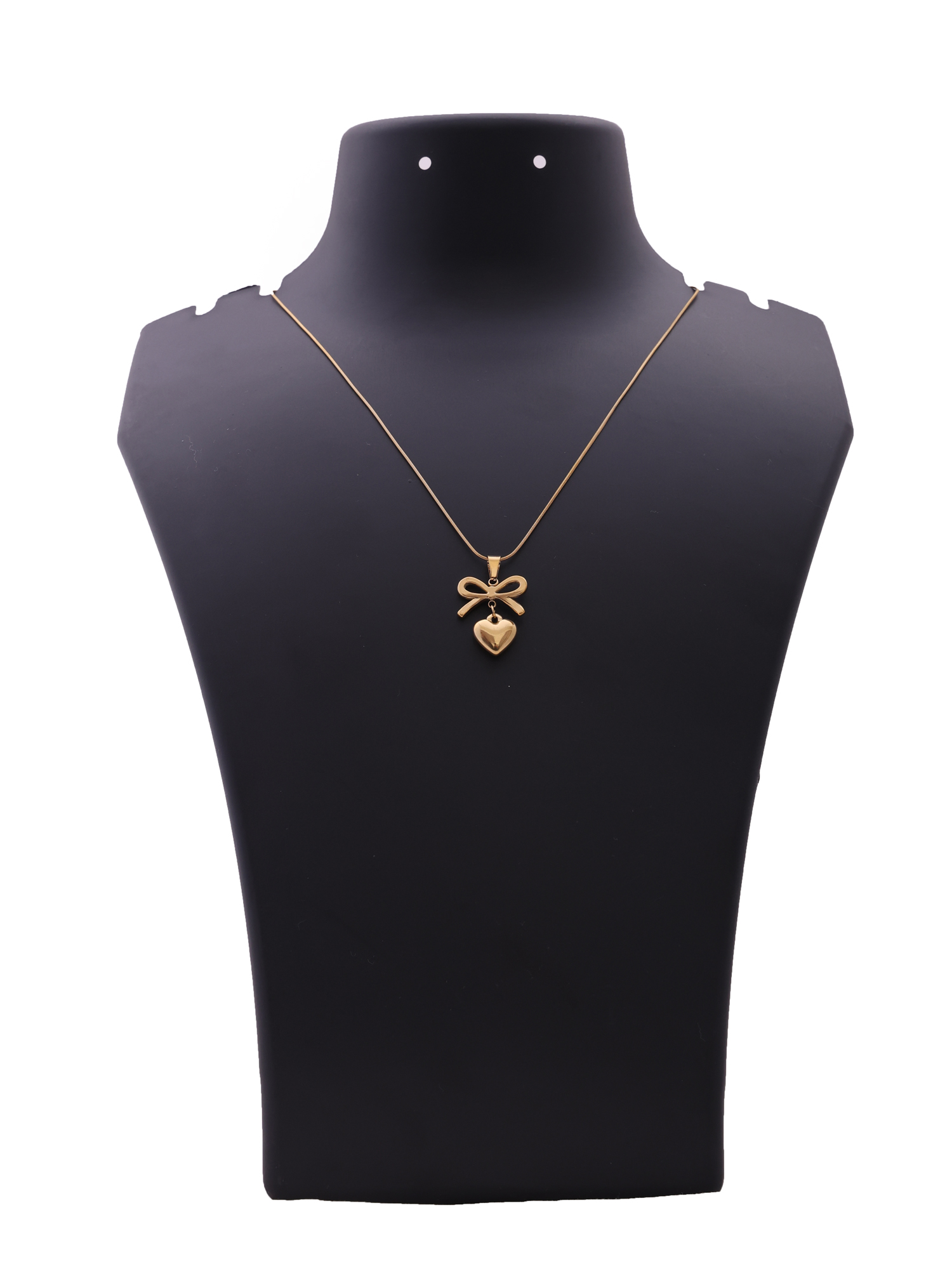Bow & Heart Pendant Anti-Tarnish Necklace