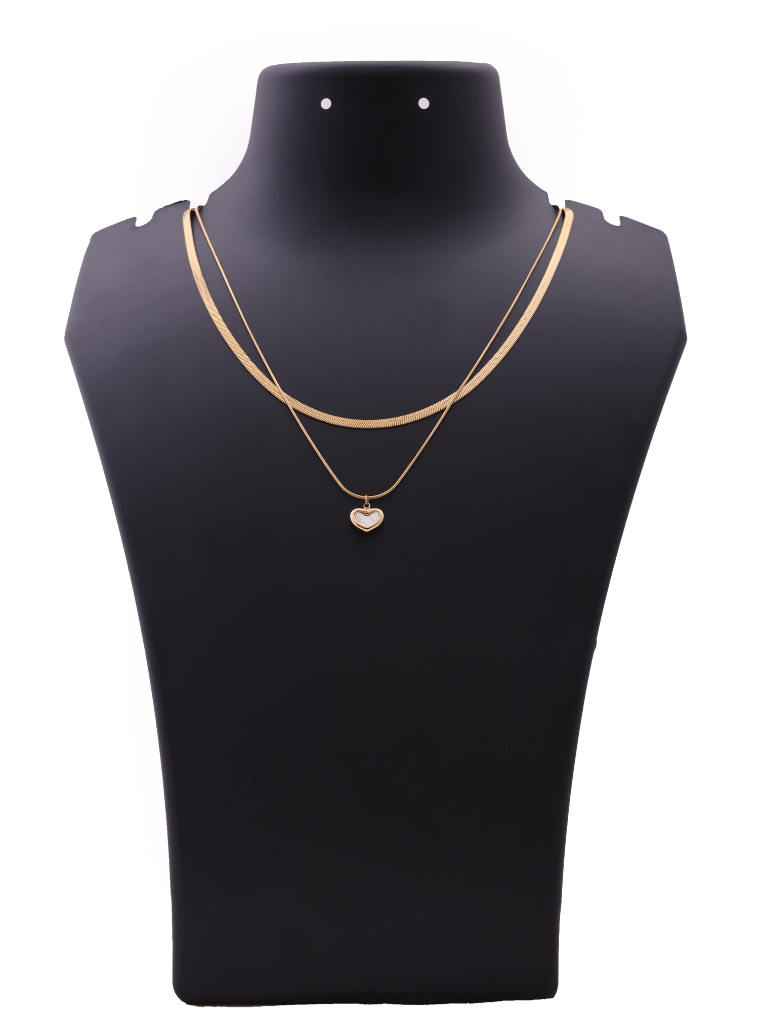 Amora Heart Layered Anti-Tarnish Gold Snake Chain Necklace