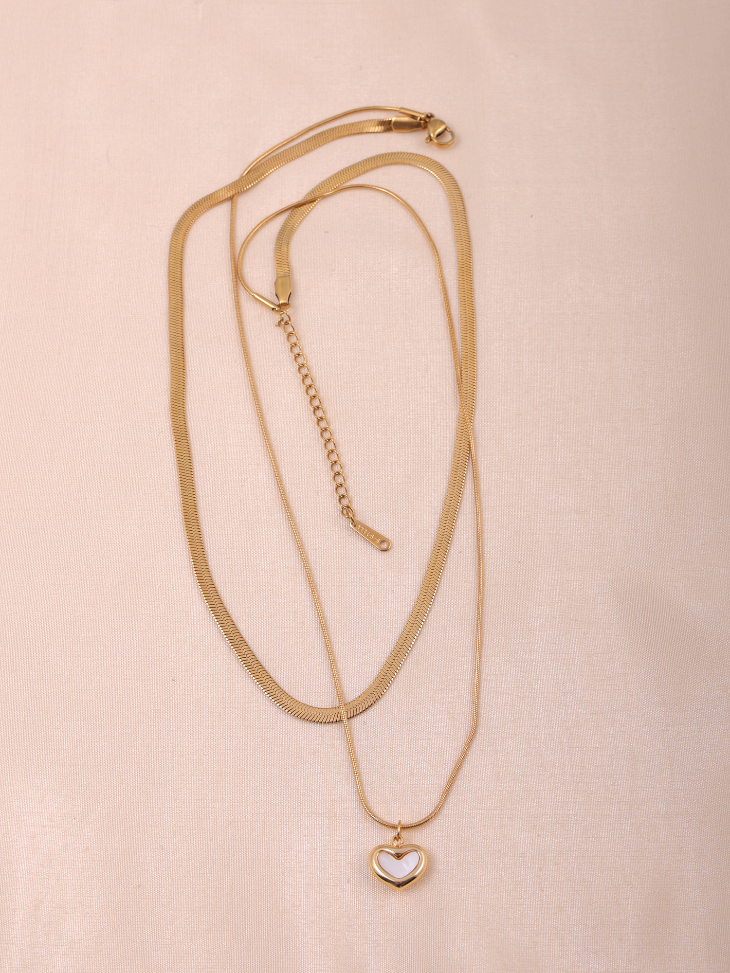 Amora Heart Layered Anti-Tarnish Gold Snake Chain Necklace