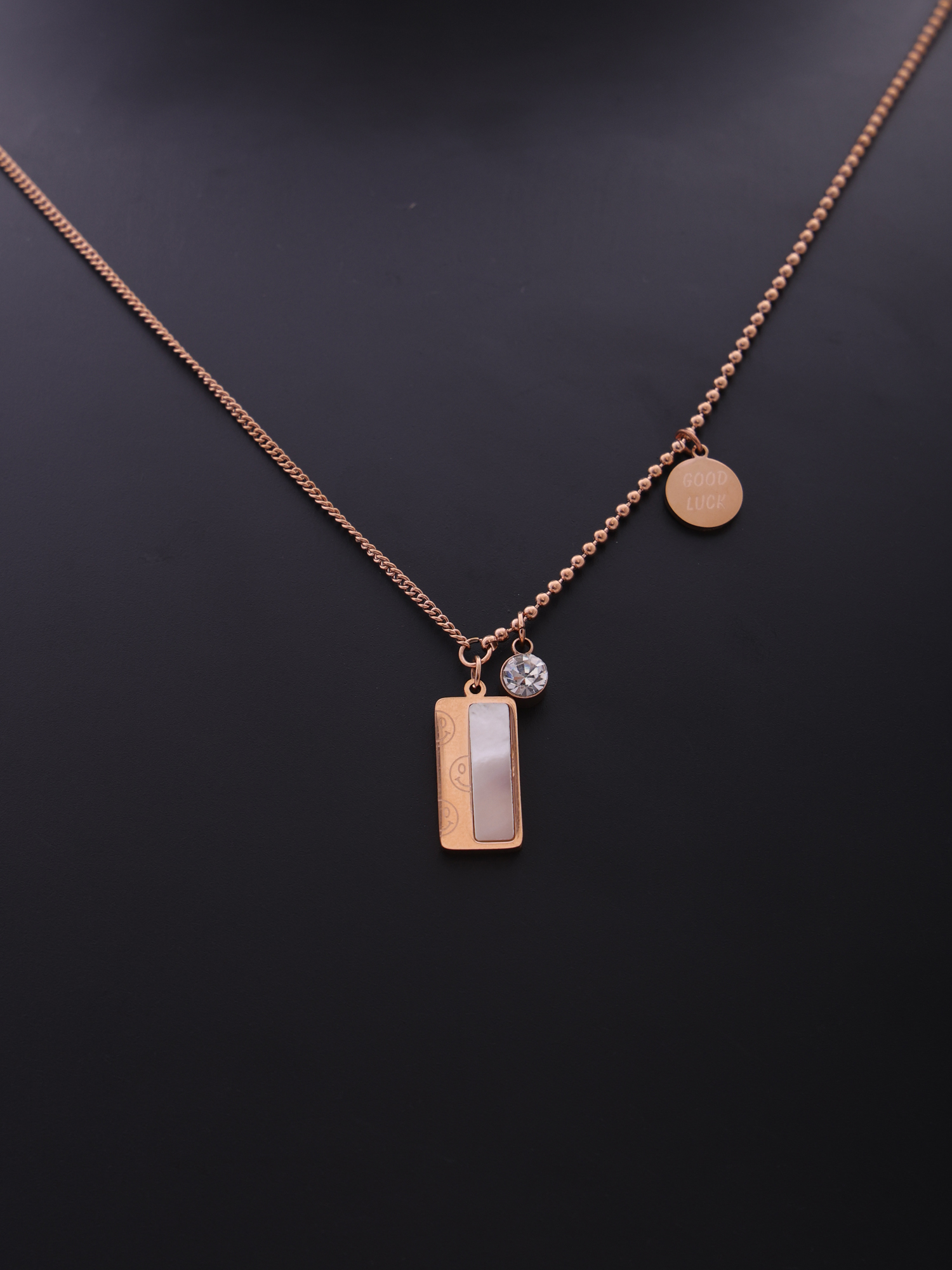 Luxe Charm Bar  Anti-Tarnish Rose Gold Necklace