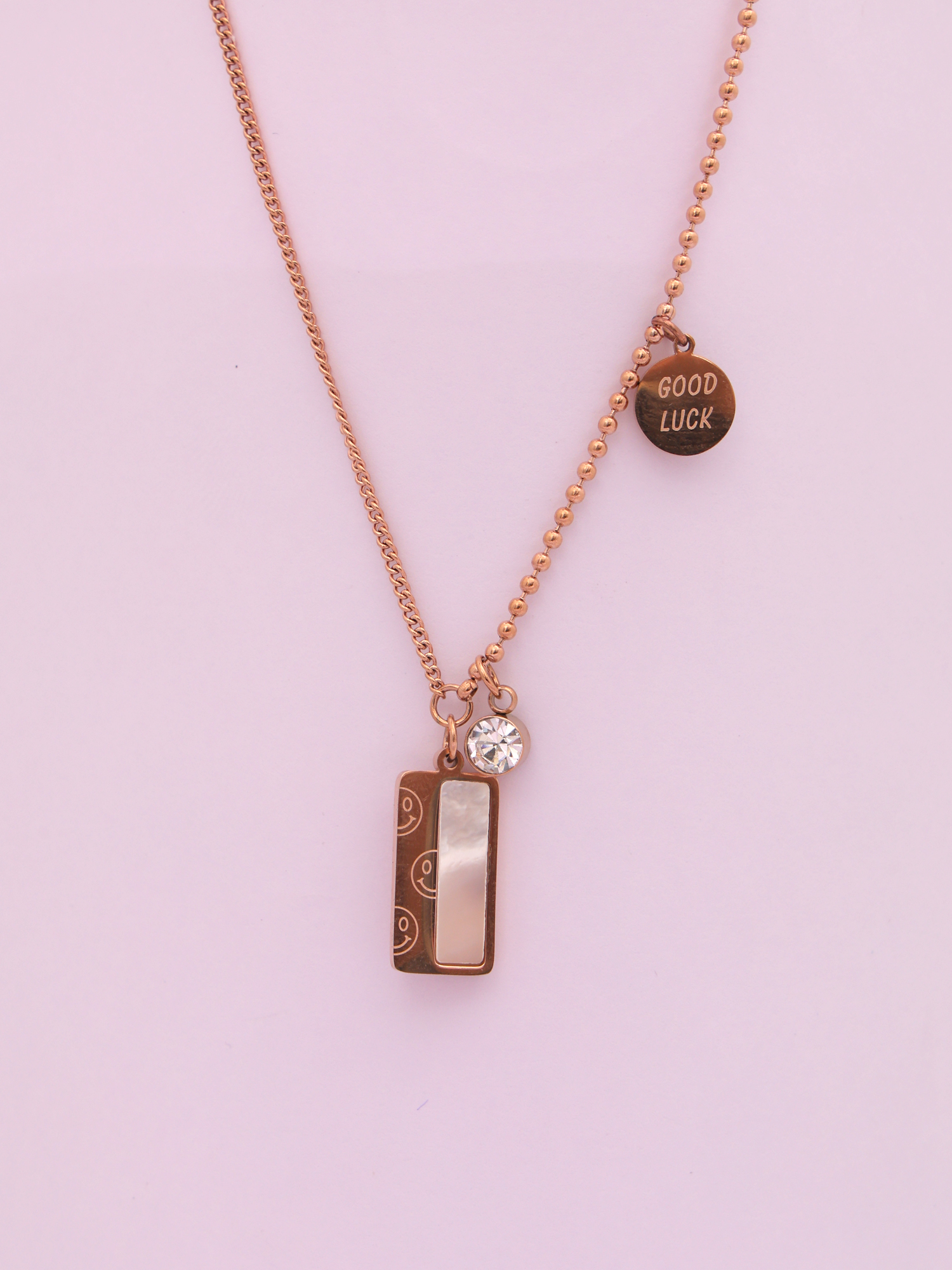 Luxe Charm Bar  Anti-Tarnish Rose Gold Necklace