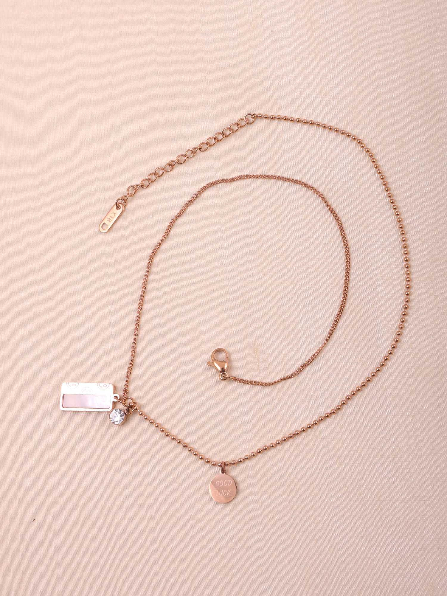 Luxe Charm Bar  Anti-Tarnish Rose Gold Necklace