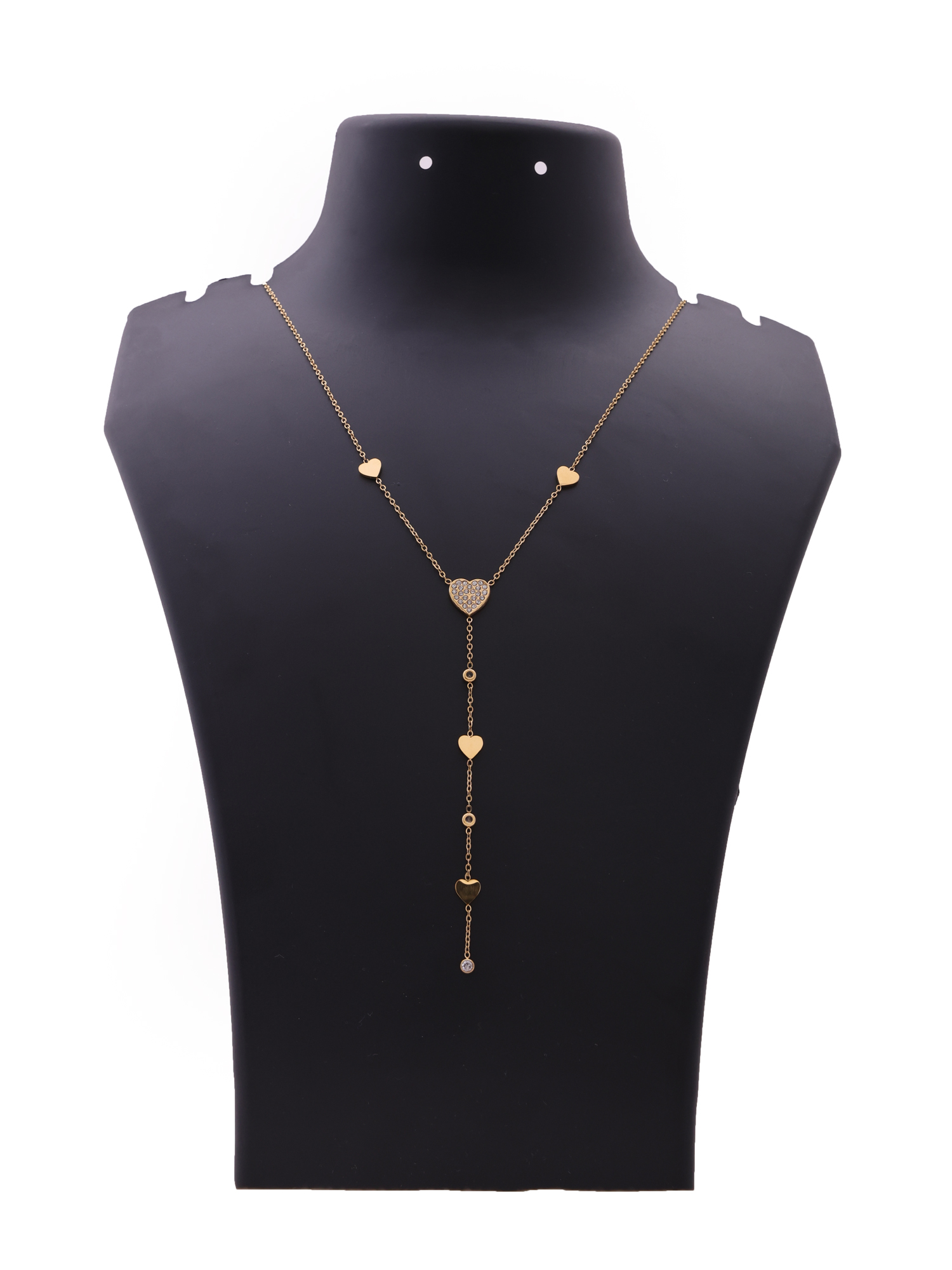 Amour Heart Drop Necklace – Anti-Tarnish Gold Crystal Charm Chain