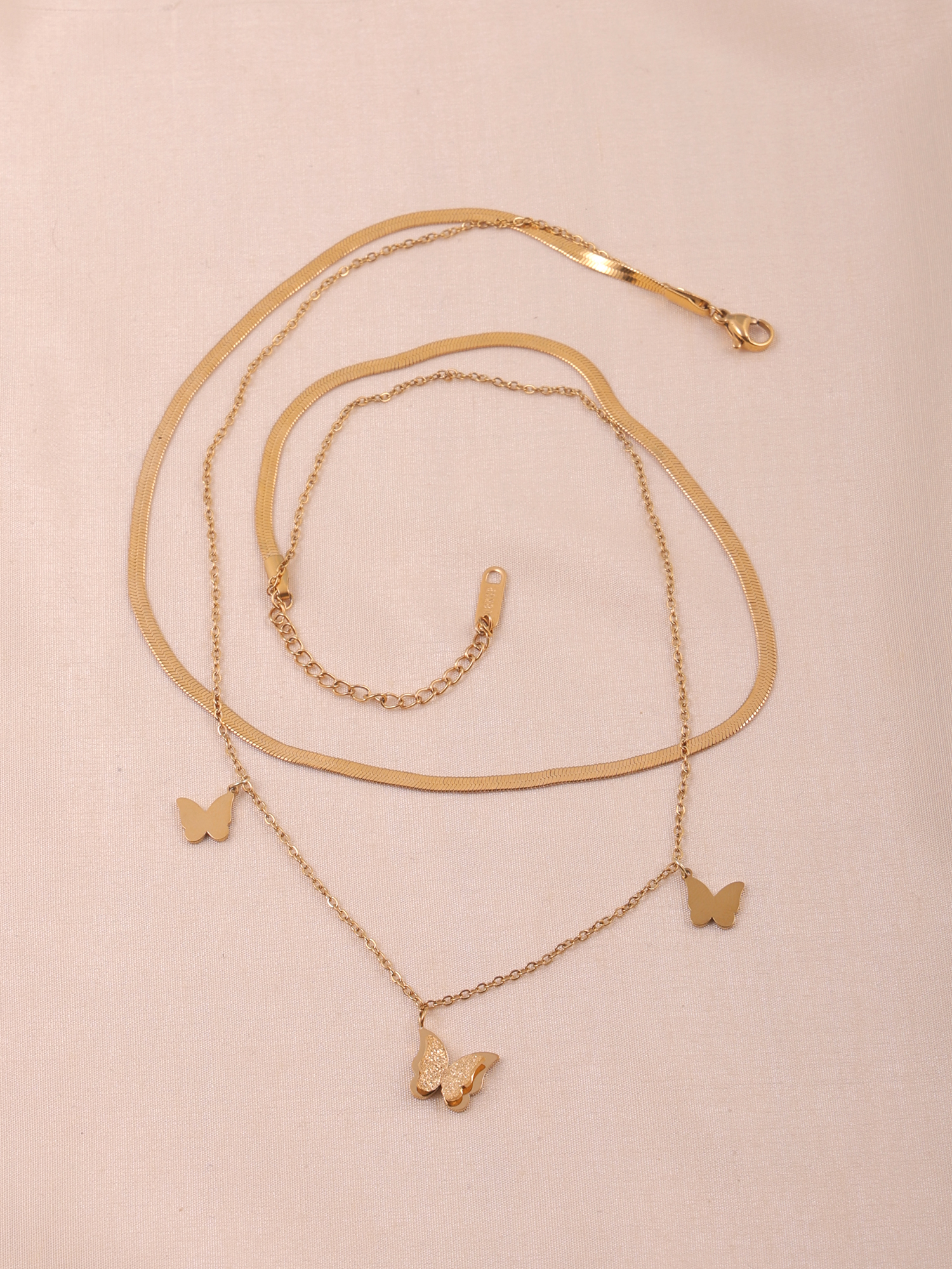 Butterfly Layered  Anti-Tarnish Gold Snake Chain Necklace
