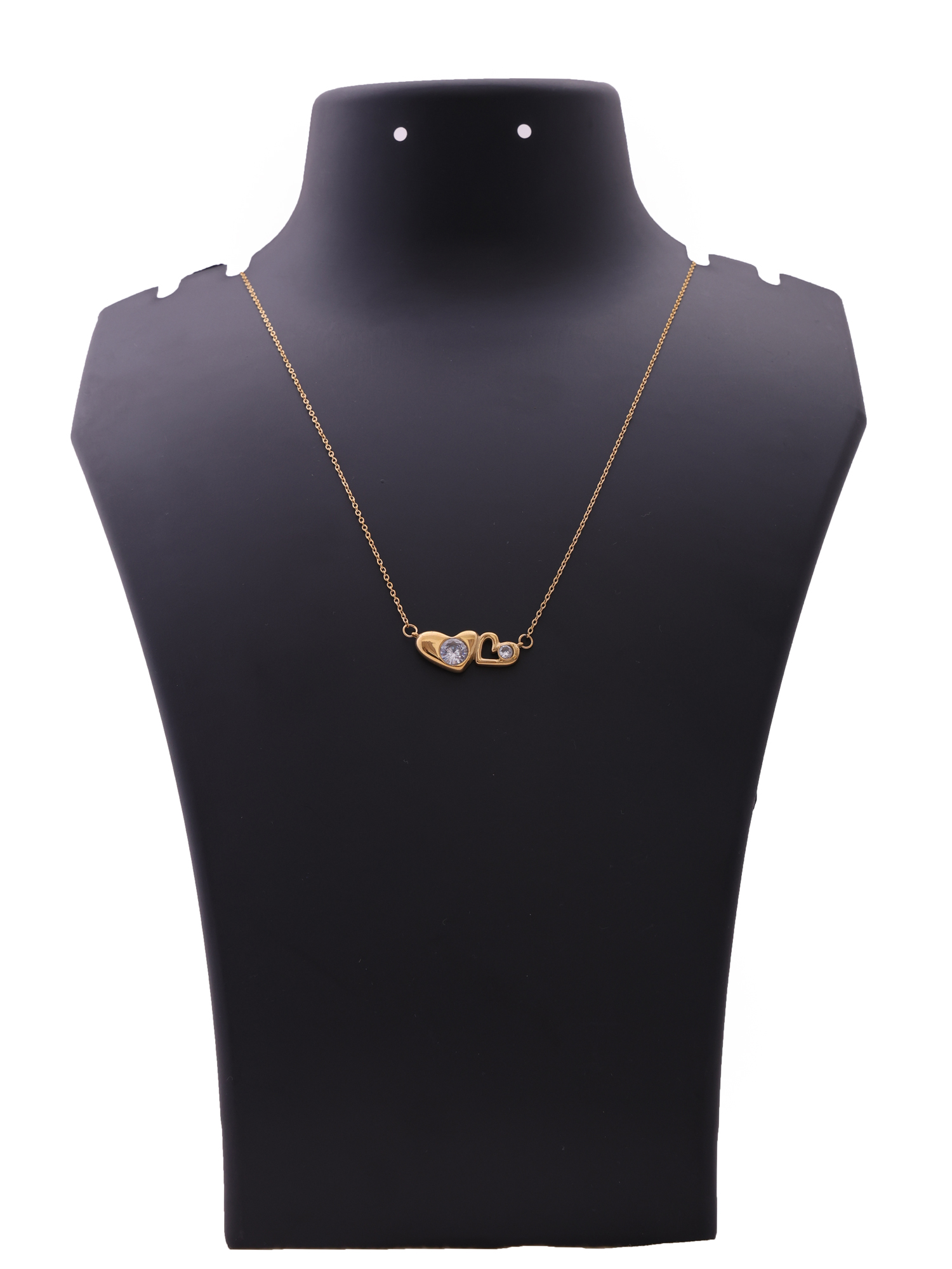 Eterna Duo Heart Necklace – Anti-Tarnish Gold Crystal Love Pendant