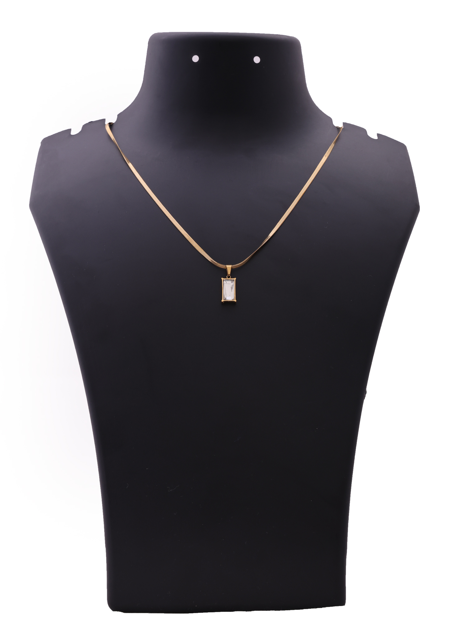Anti-Tarnish Gold Snake Chain with Crystal Charm Necklace