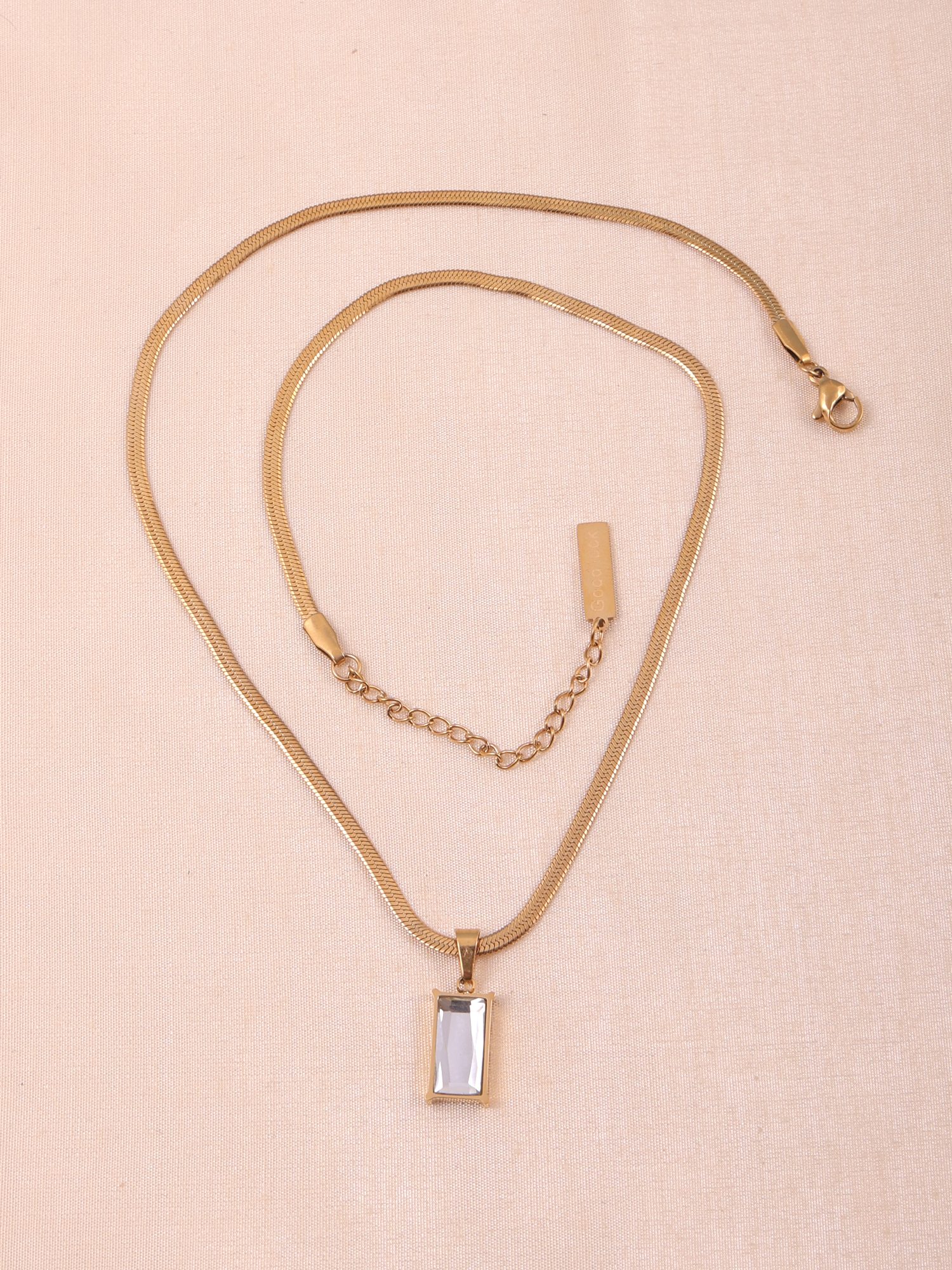 Anti-Tarnish Gold Snake Chain with Crystal Charm Necklace