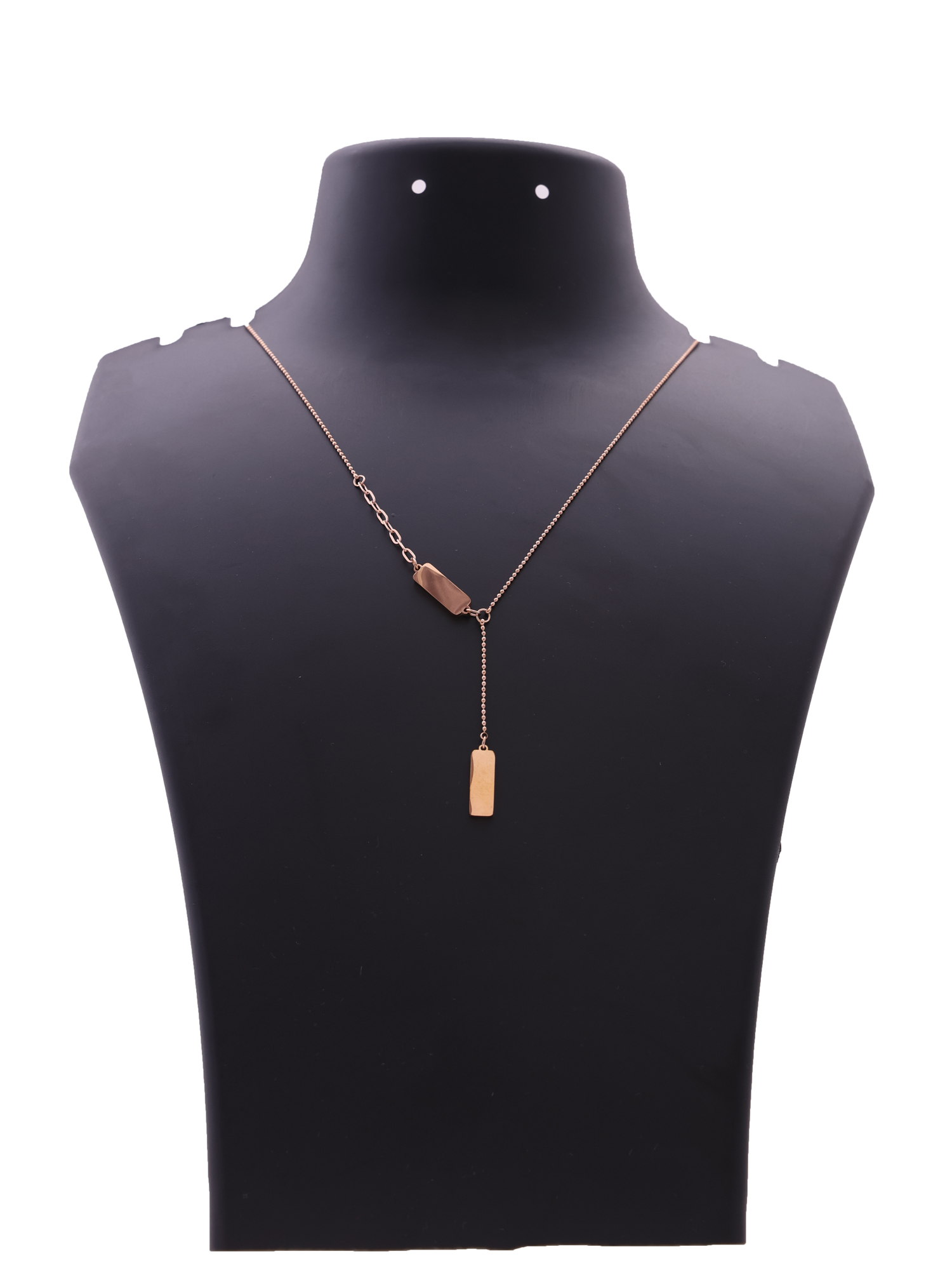Nova Bar Drop Necklace – Anti-Tarnish Rose Gold Minimal Y-Chain