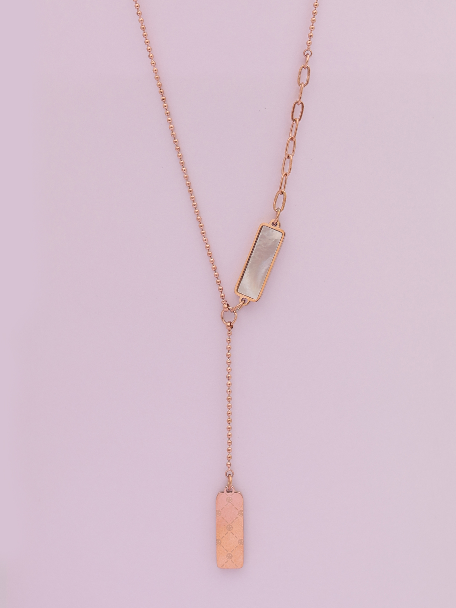 Nova Bar Drop Necklace – Anti-Tarnish Rose Gold Minimal Y-Chain